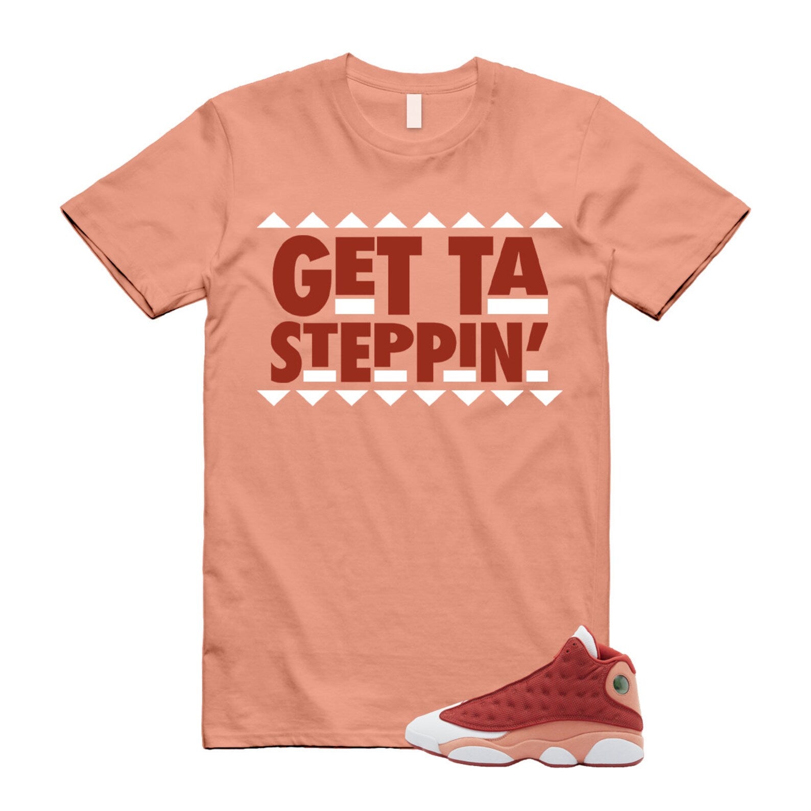 13 Dune Red Terra Blush White T Shirt Match GET ,DJ5982-601 T-Shirt, Sneaker Match Tee