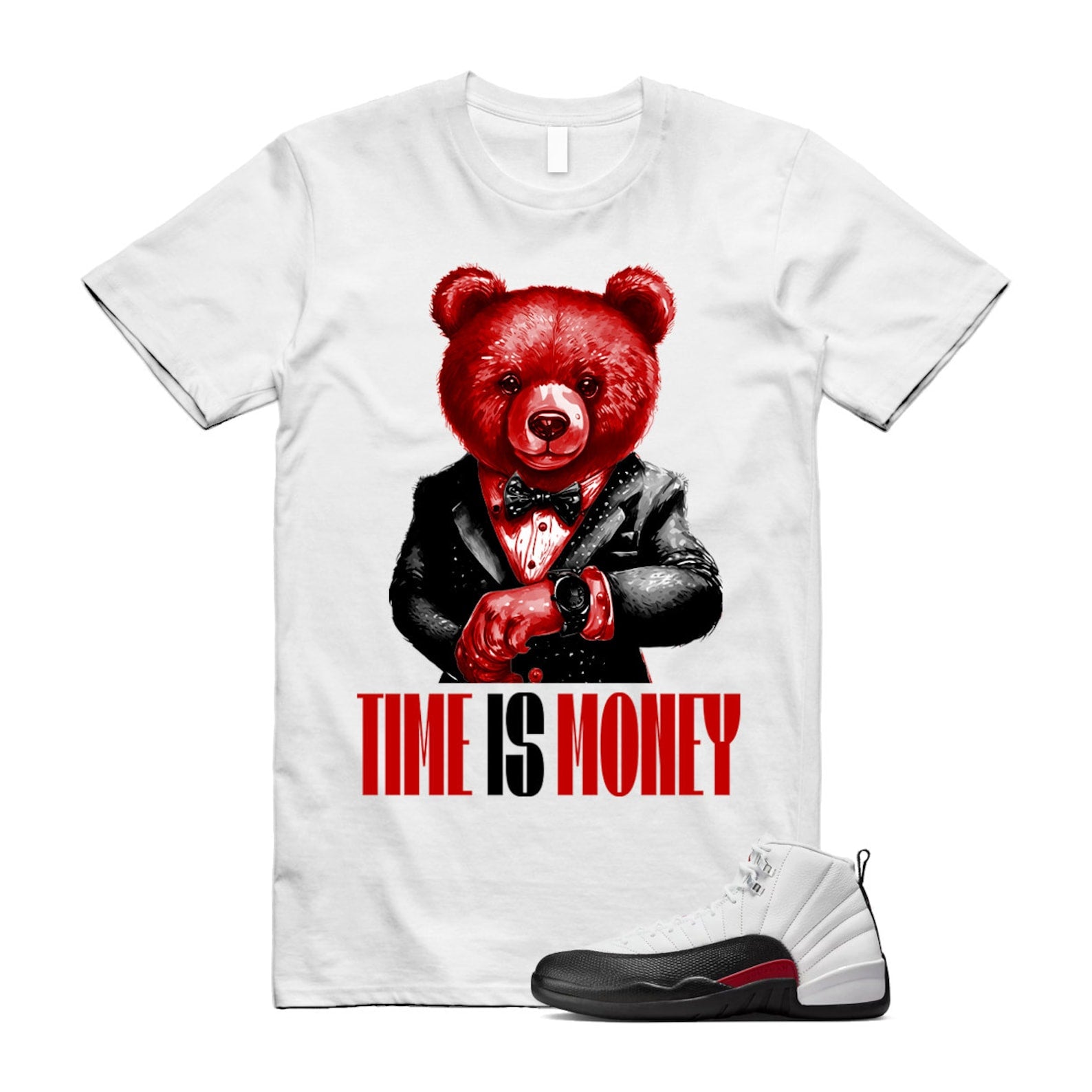 12 Taxi Flip White Gym Red Black T Shirt Match TIM ,153265-162 T-Shirt, Sneaker Match Tee