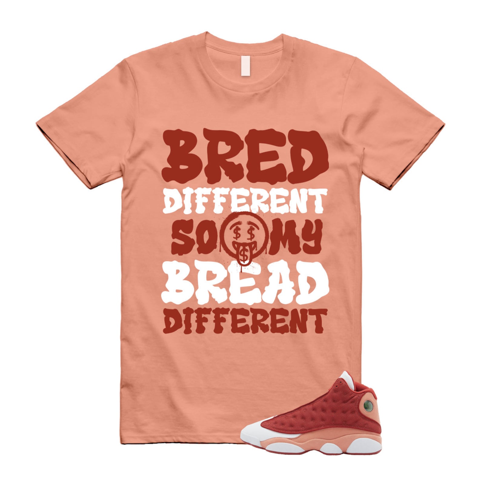 13 Dune Red Terra Blush White T Shirt Match BDBD ,DJ5982-601 T-Shirt, Sneaker Match Tee