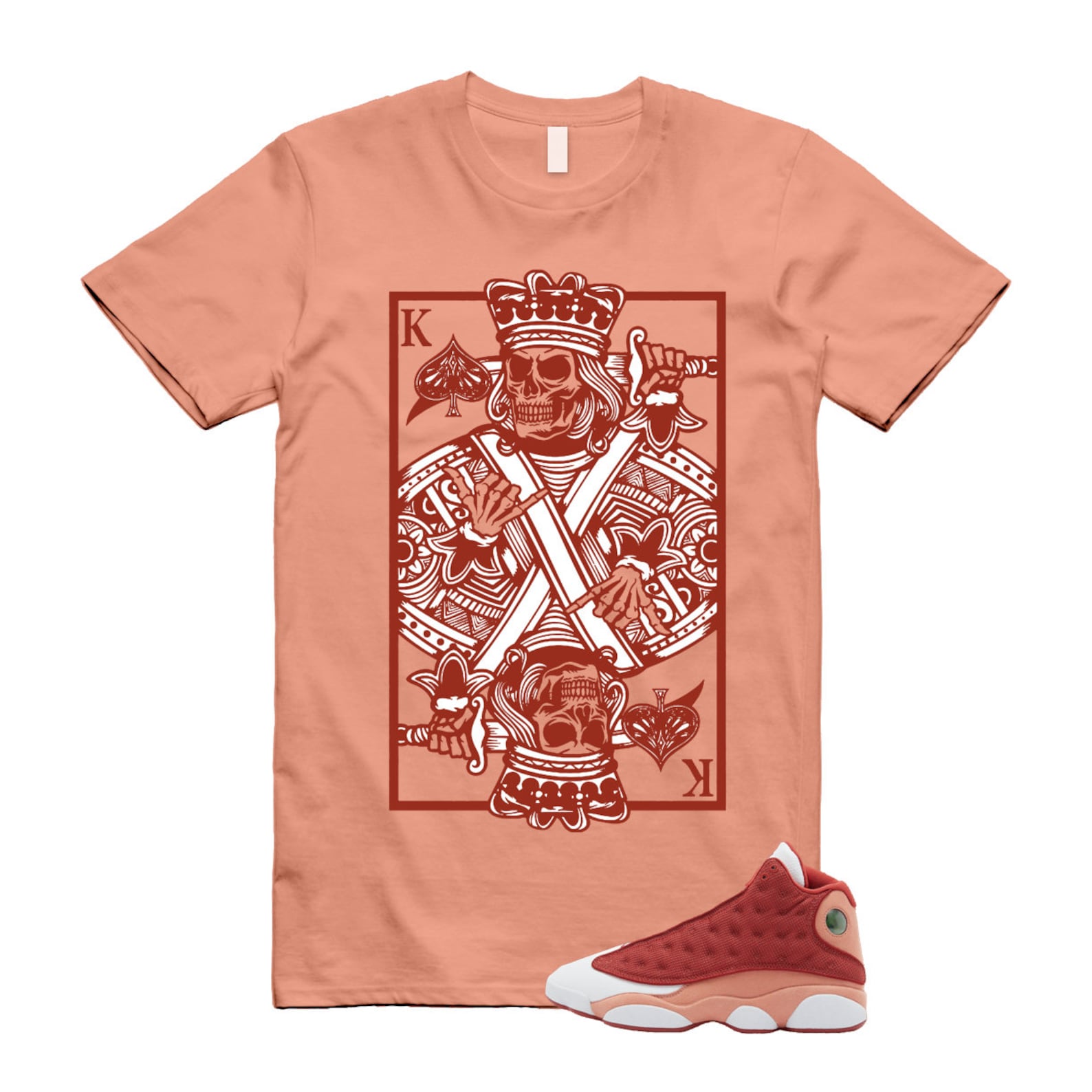 13 Dune Red Terra Blush White T Shirt Match KC ,DJ5982-601 T-Shirt, Sneaker Match Tee