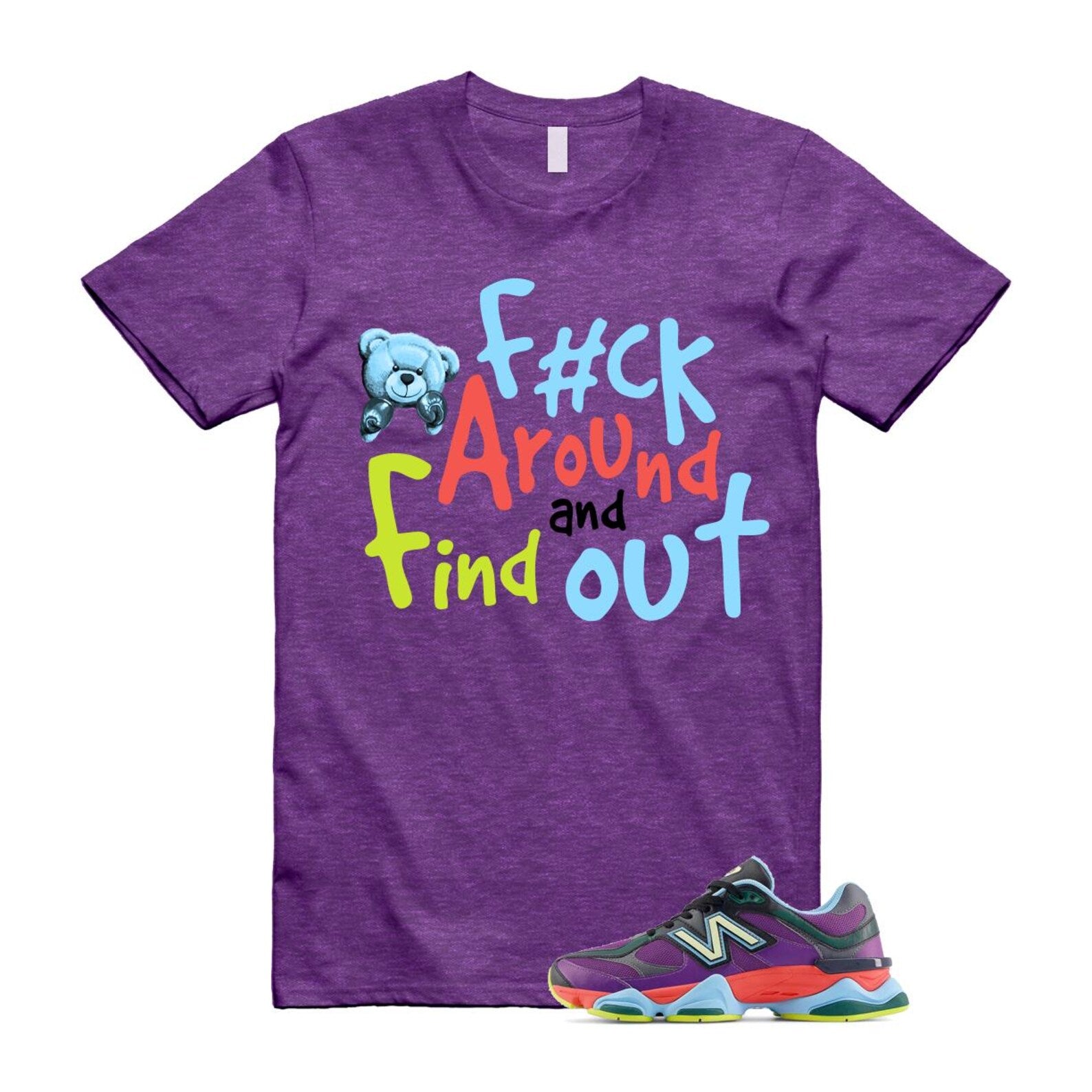 9060 Neon Nights Purple Red Blue Black T Shirt Match FCK ,U9060RPO T-Shirt, Sneaker Match Tee