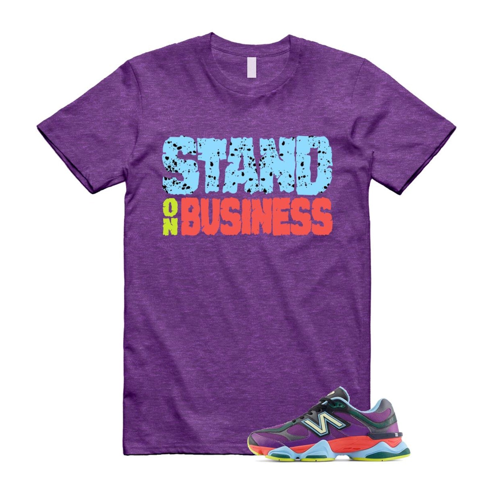 9060 Neon Nights Purple Red Blue Black T Shirt Match Stand On Business ,U9060RPO T-Shirt, Sneaker Match Tee