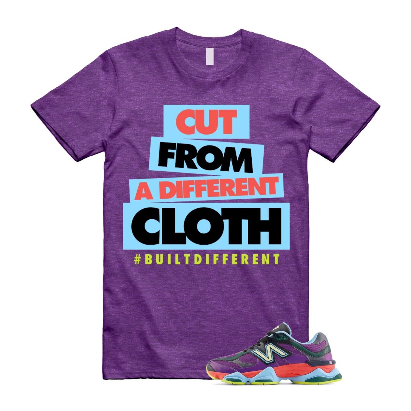 9060 Neon Nights Purple Red Blue Black T Shirt Match CLOTH ,U9060RPO T-Shirt, Sneaker Match Tee