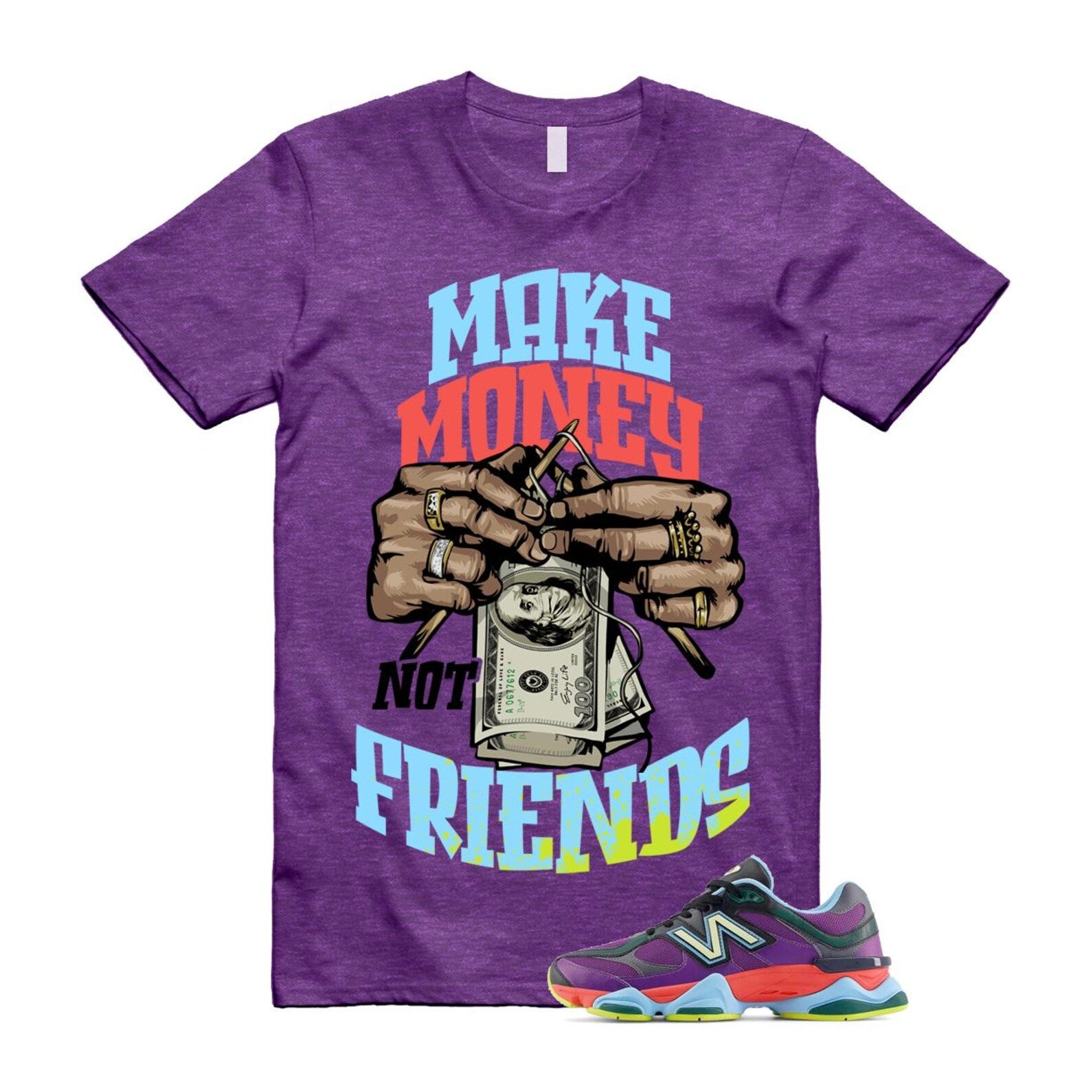 9060 Neon Nights Purple Red Blue Black T Shirt Match MM ,U9060RPO T-Shirt, Sneaker Match Tee