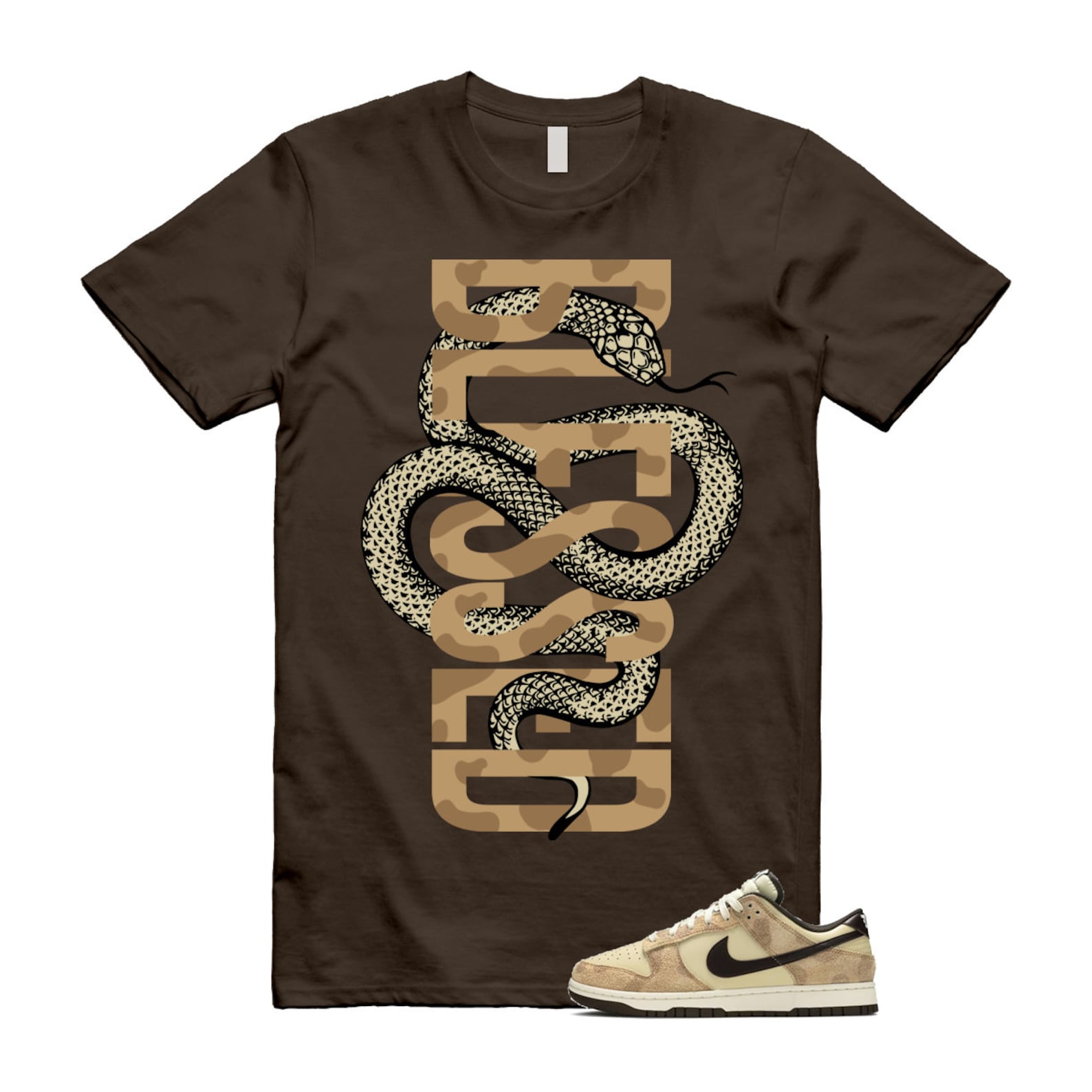 Dunk Giraffe Beach Cheetah Baroque Brown Canvas Sail Animal Pack Low Retro PRM T Shirt Match SNAKEBLS ,DH7913-200 T-Shirt, Sneaker Match Tee