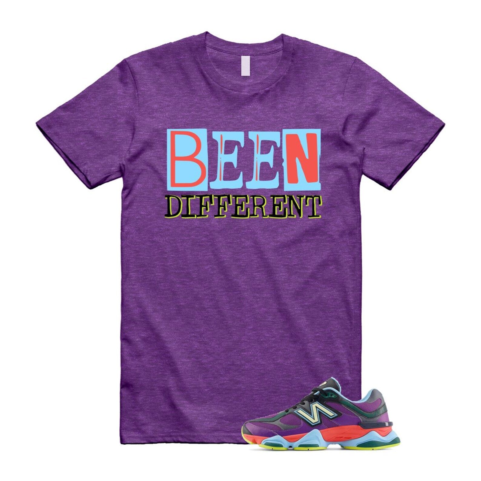 9060 Neon Nights Purple Red Blue Black T Shirt Match BEEN ,U9060RPO T-Shirt, Sneaker Match Tee
