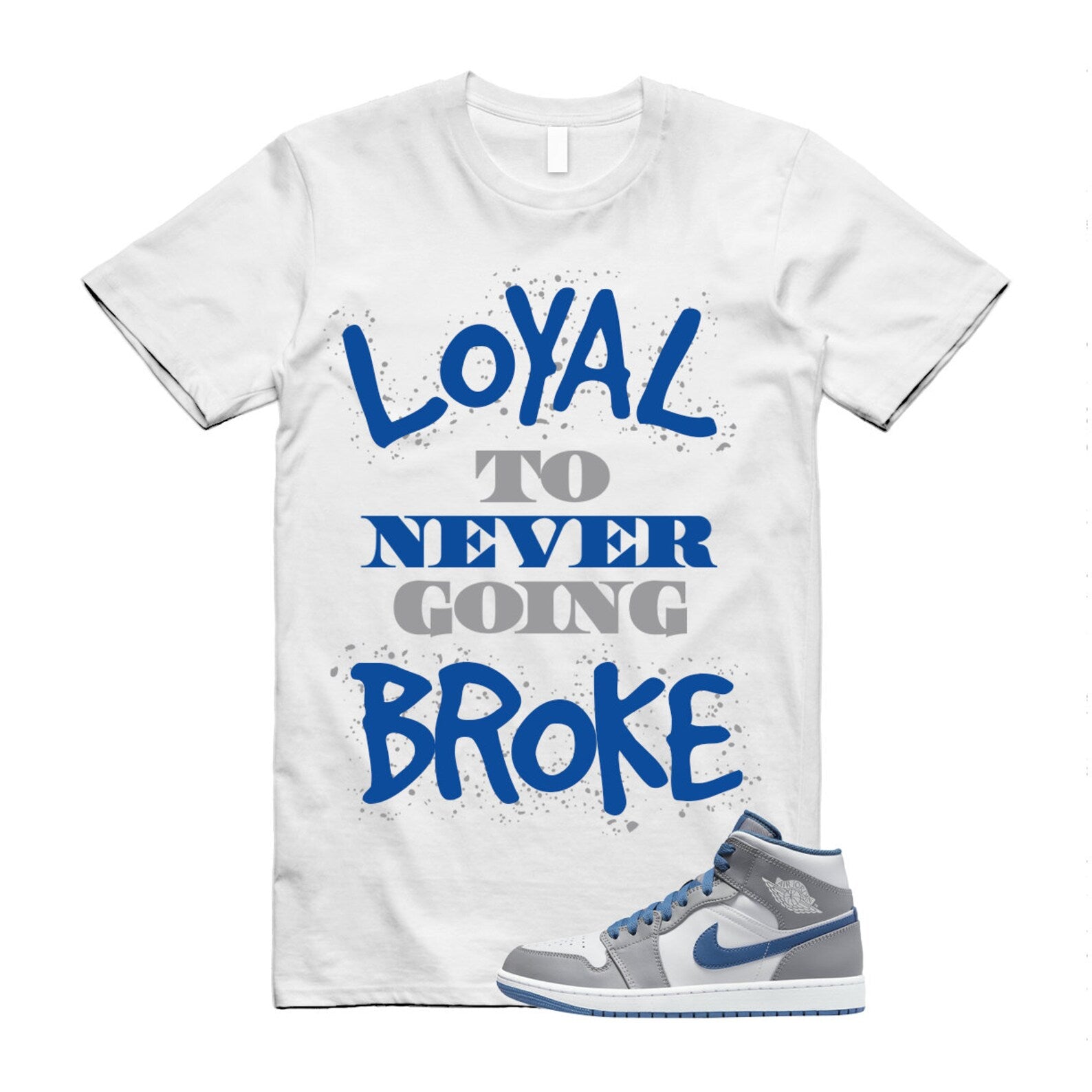 NB T Shirt to match Air 1 Mid True Blue Cement Grey White ,DQ8423-014 T-Shirt, Sneaker Match Tee