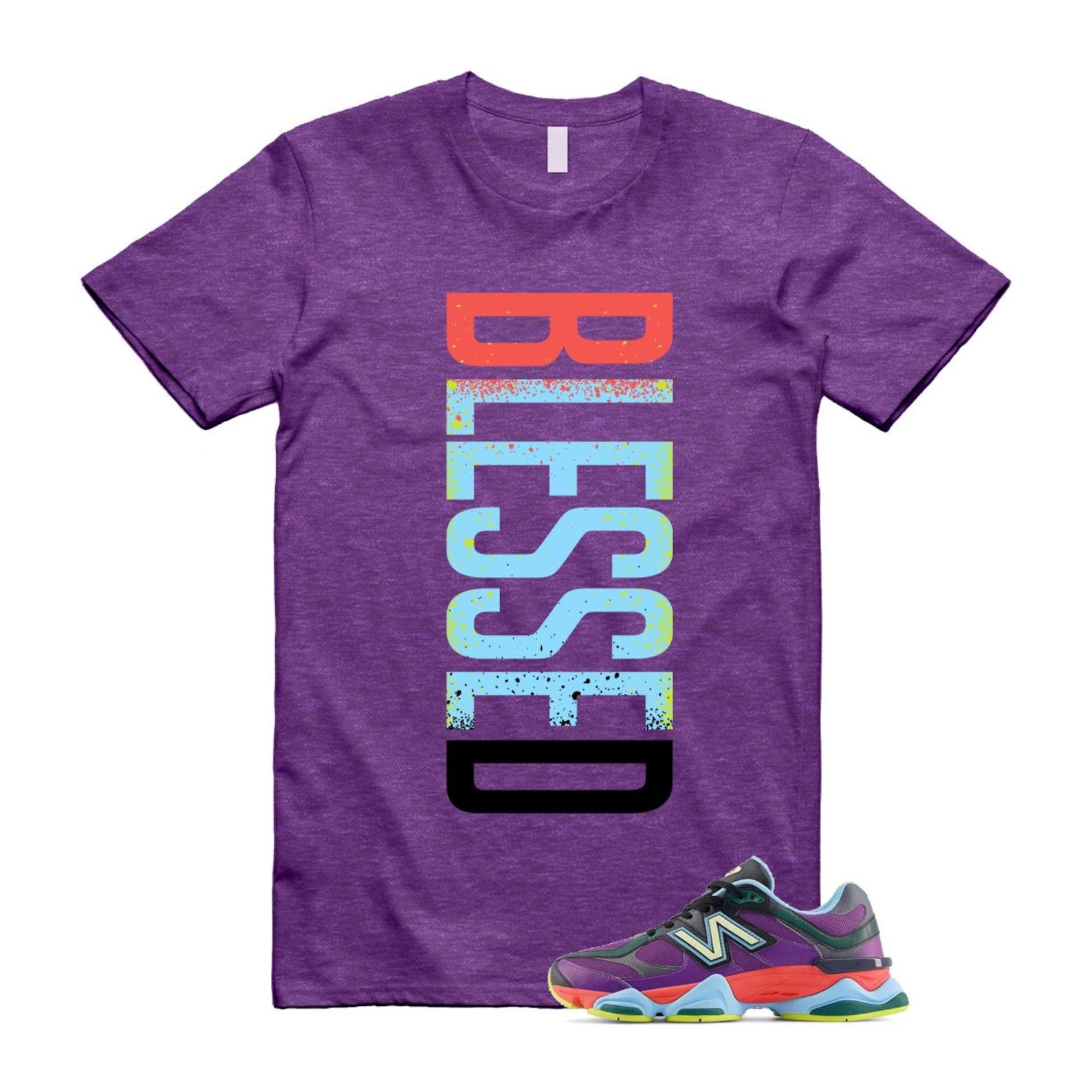 9060 Neon Nights Purple Red Blue Black T Shirt Match VERTBLS ,U9060RPO T-Shirt, Sneaker Match Tee
