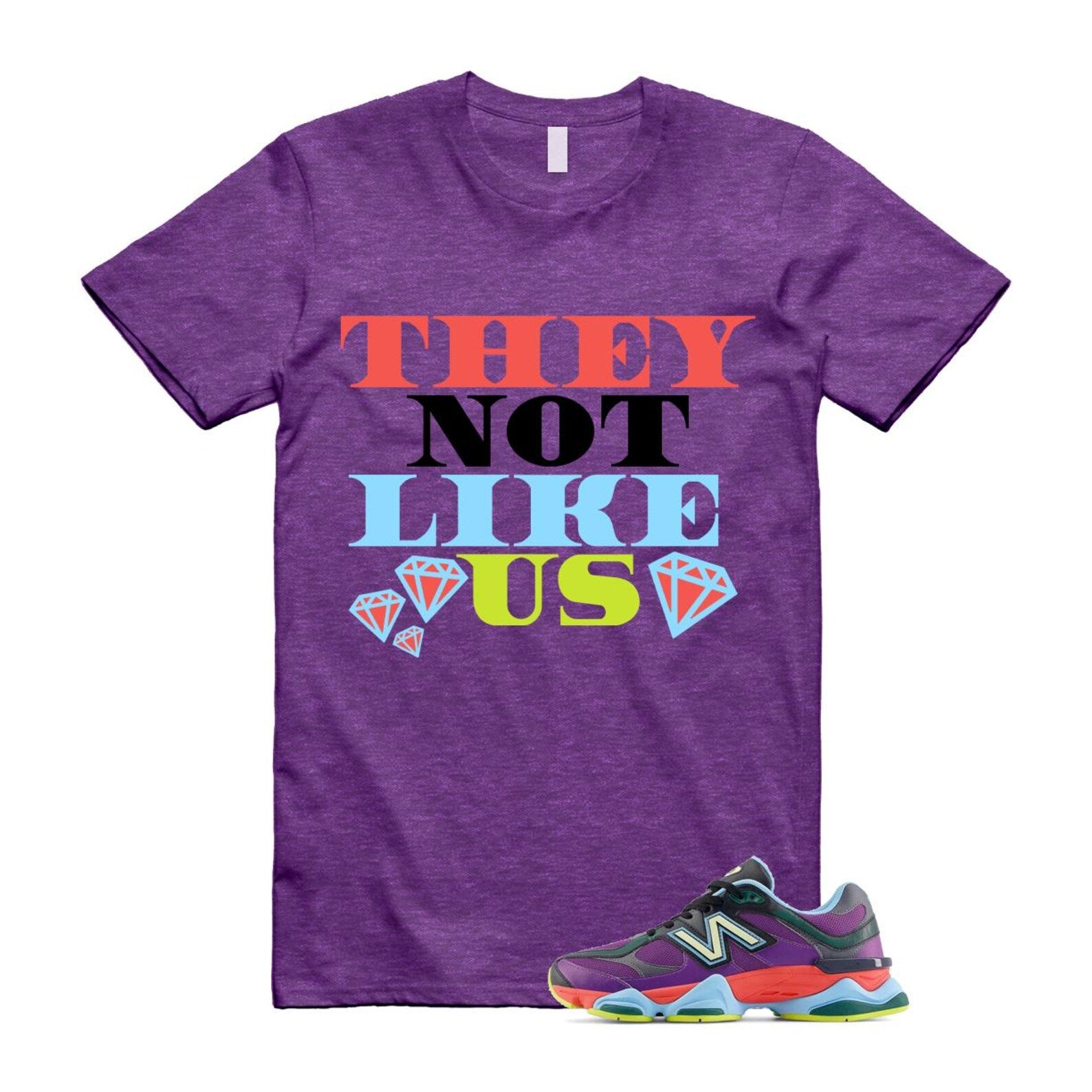 9060 Neon Nights Purple Red Blue Black T Shirt Match US2 ,U9060RPO T-Shirt, Sneaker Match Tee