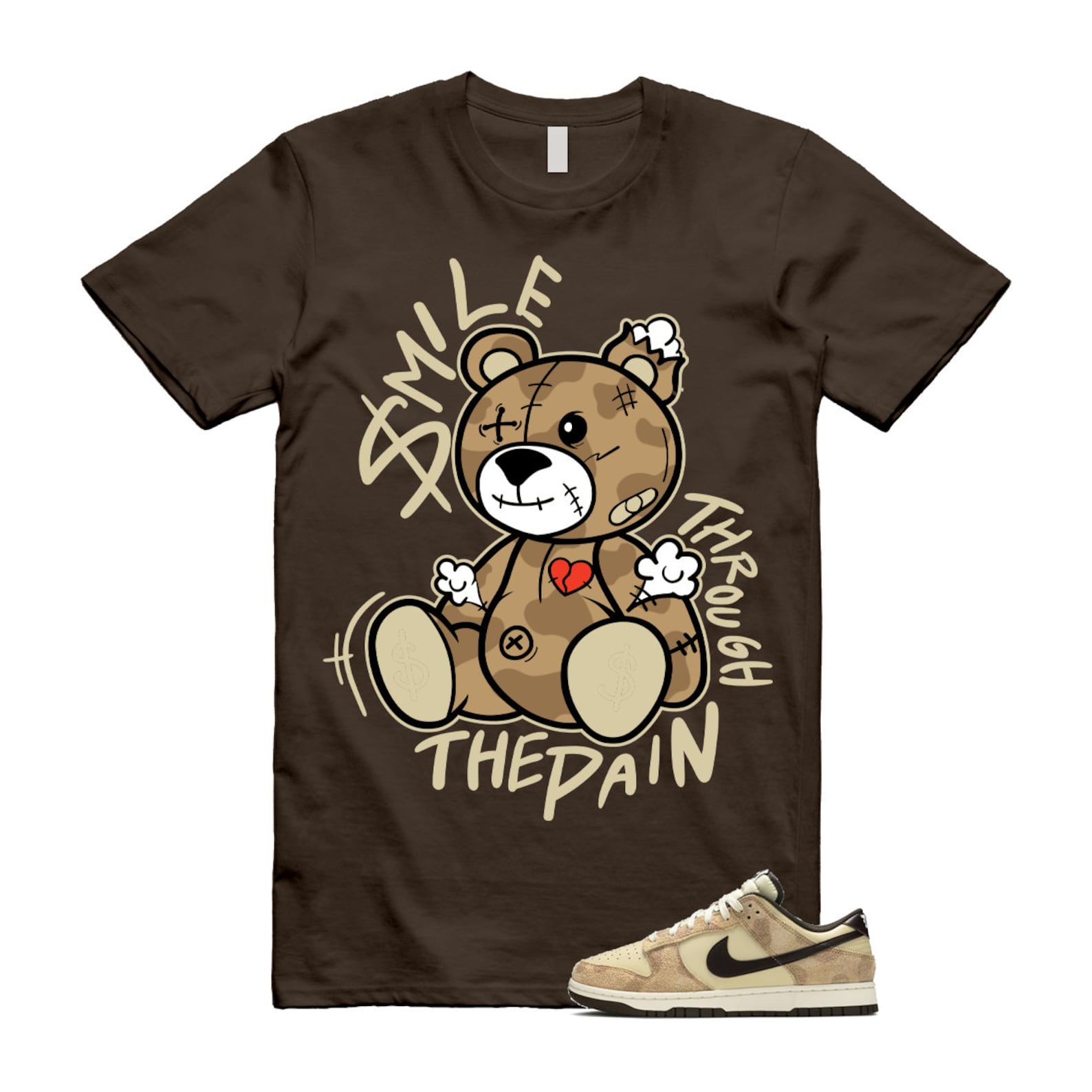 Dunk Giraffe Beach Cheetah Baroque Brown Canvas Sail Animal Pack Low Retro PRM T Shirt Match Smile Through The Pain ,DH7913-200 T-Shirt, Sneaker Match Tee