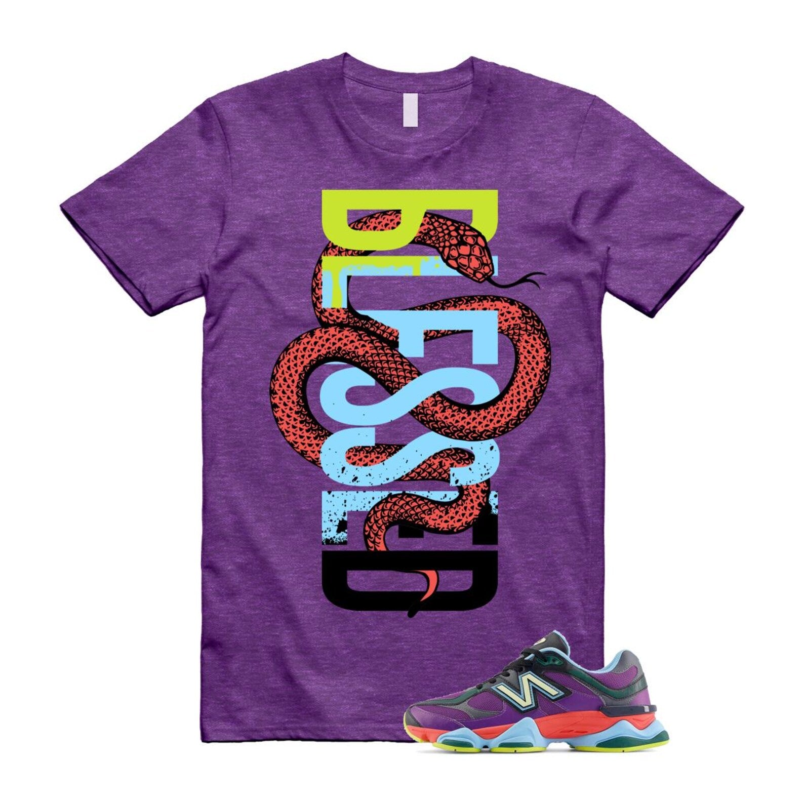 9060 Neon Nights Purple Red Blue Black T Shirt Match SNAKEBLS ,U9060RPO T-Shirt, Sneaker Match Tee