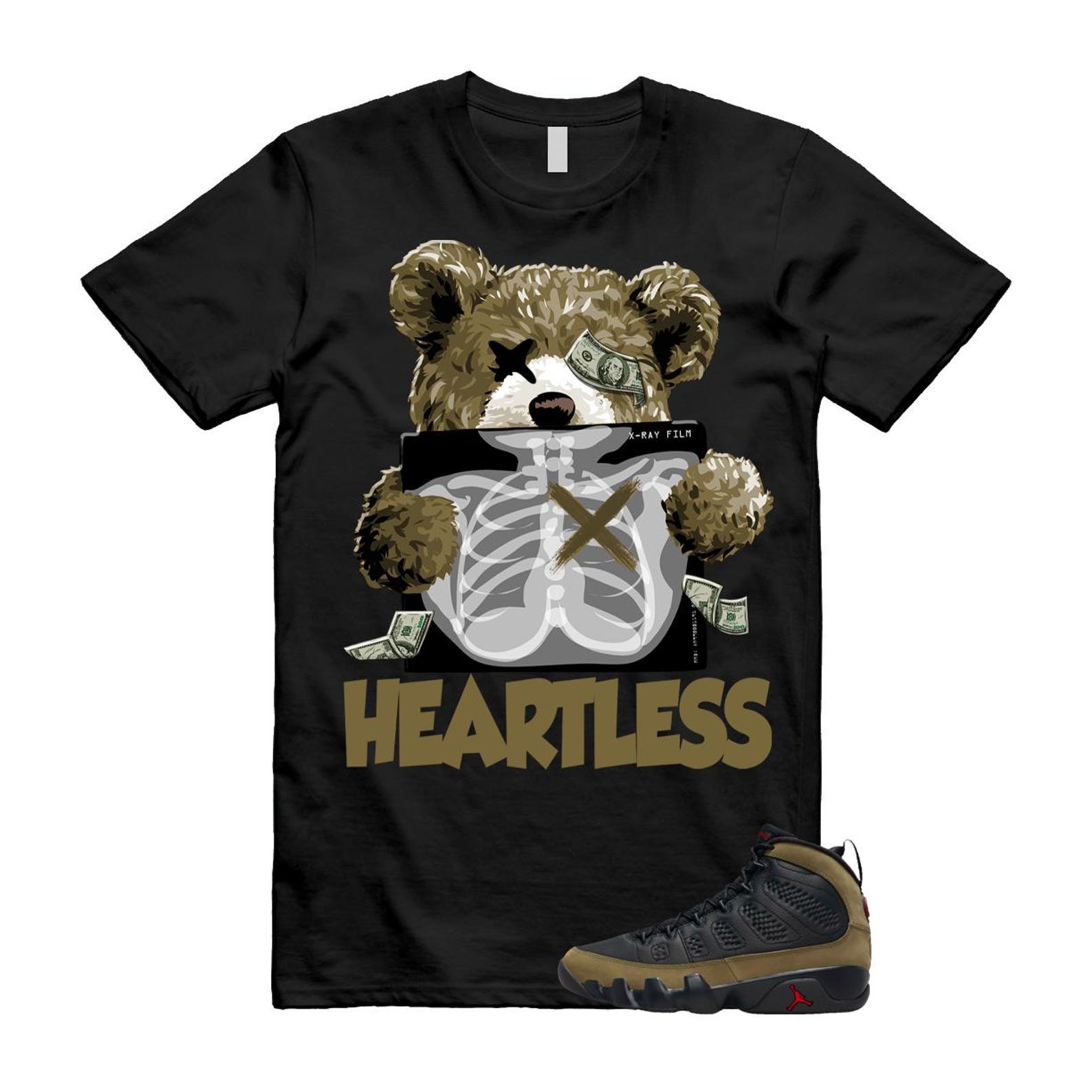 9 Olive 2024 Black True Red Light 1993 T Shirt Match HEART ,Hv4794-030 T-Shirt, Sneaker Match Tee