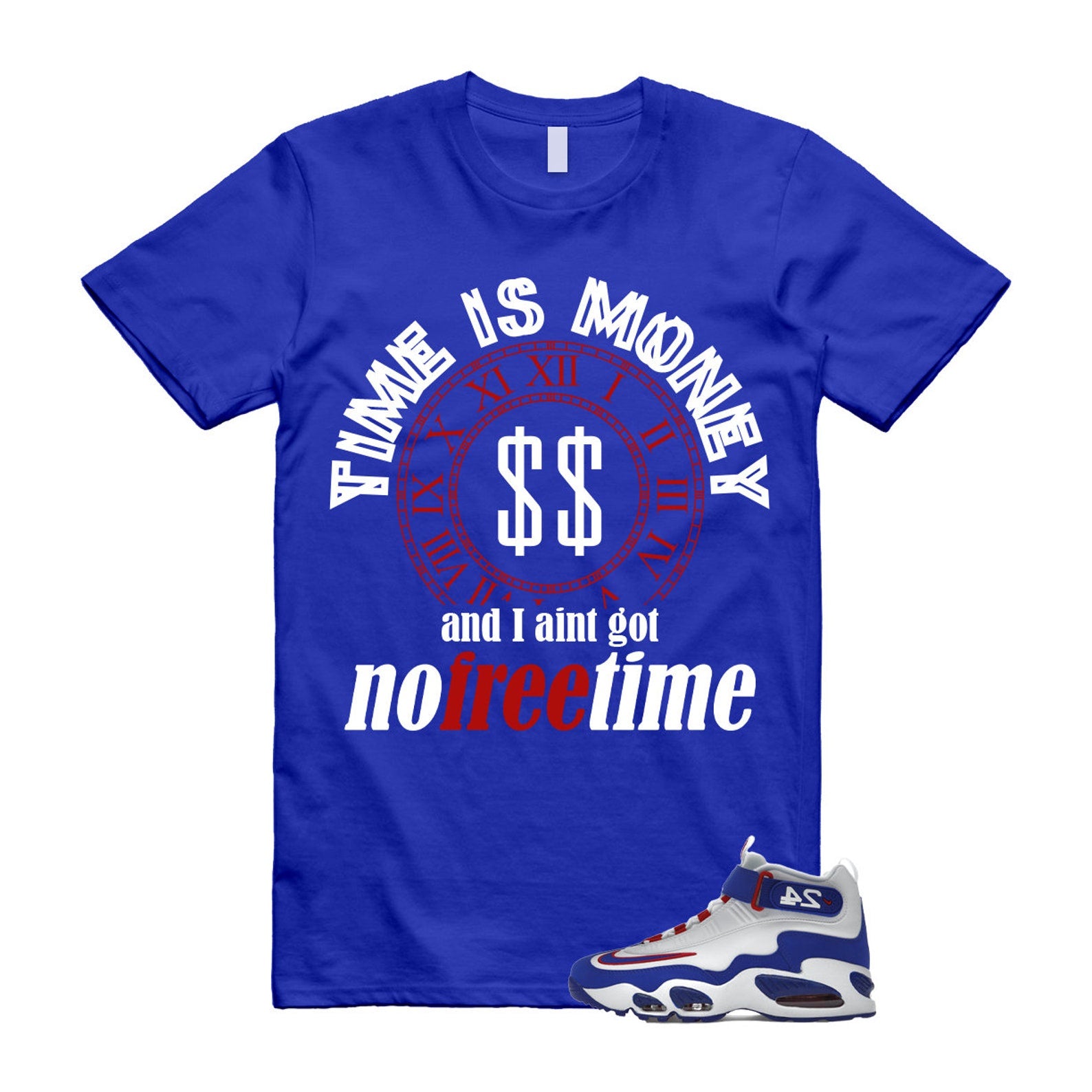 Air Griffey Max 1 USA White Blue Red 24 T Shirt Match FREE TIME ,DX3723-100 T-Shirt, Sneaker Match Tee