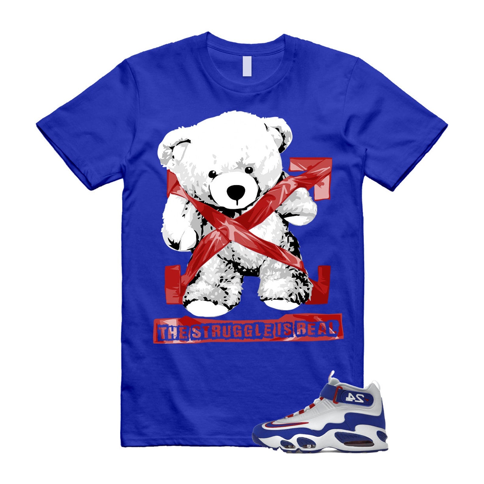Air Griffey Max 1 USA White Blue Red 24 T Shirt Match STRUG ,DX3723-100 T-Shirt, Sneaker Match Tee