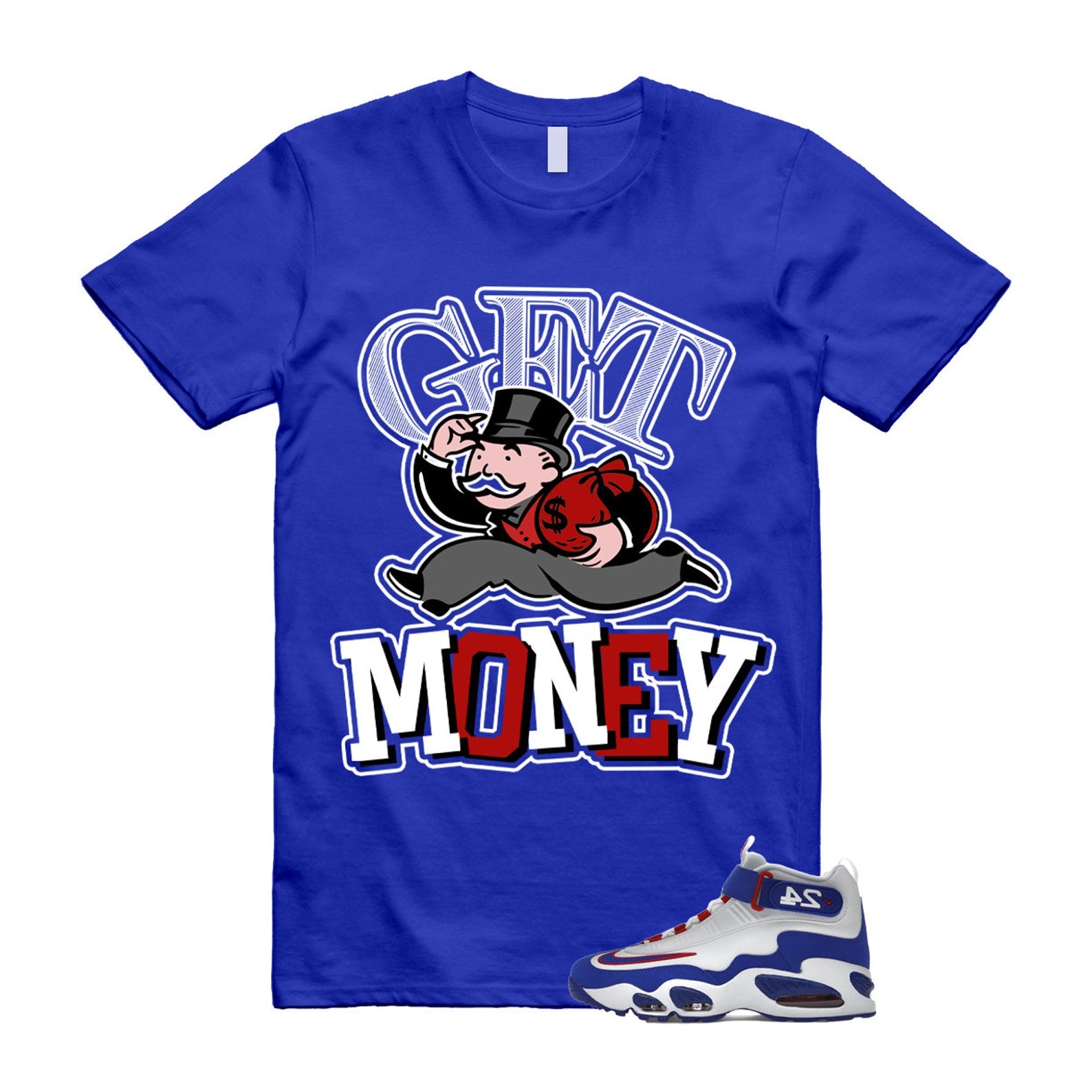 Air Griffey Max 1 USA White Blue Red 24 T Shirt Match GM ,DX3723-100 T-Shirt, Sneaker Match Tee