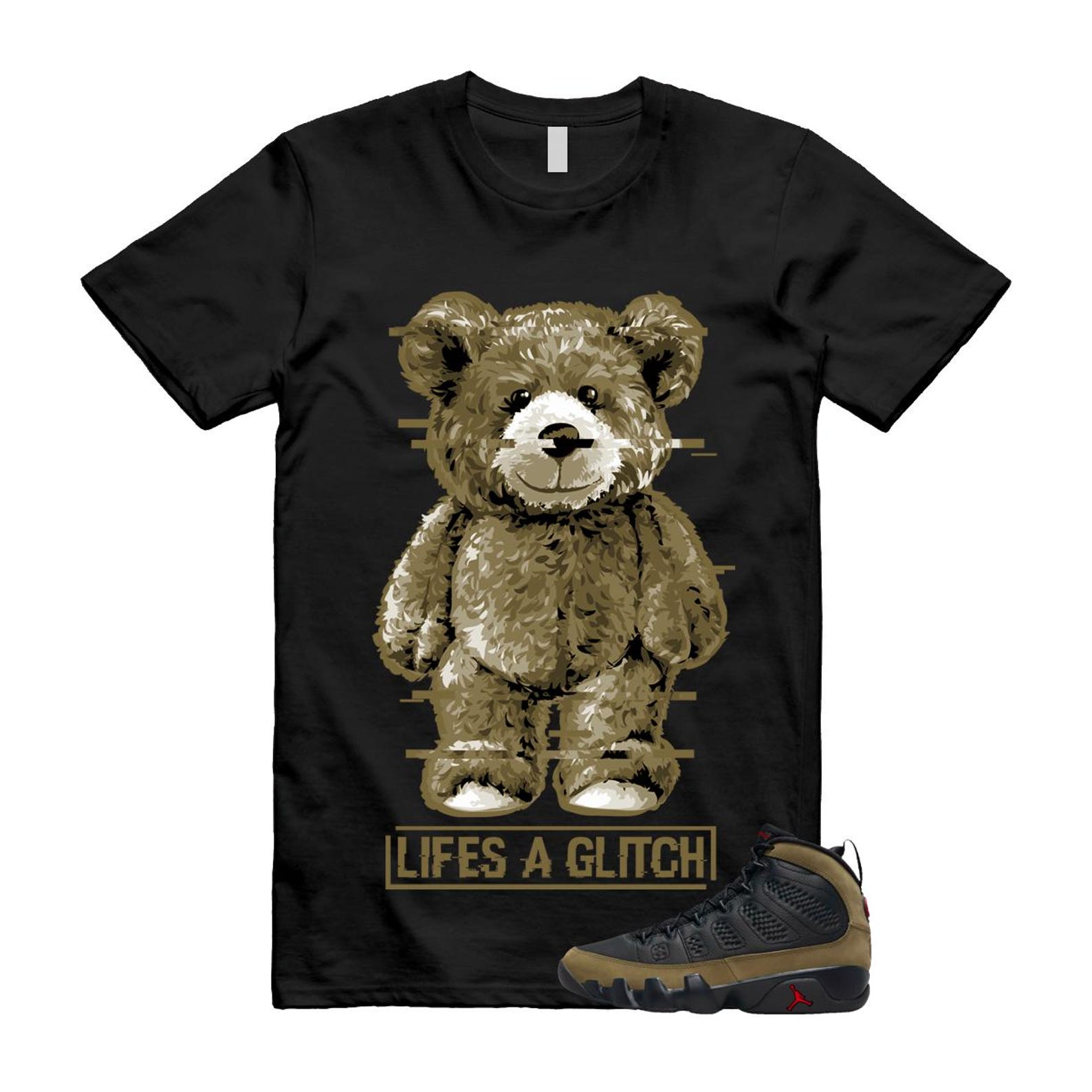 9 Olive 2024 Black True Red Light 1993 T Shirt Match GLITCH ,Hv4794-030 T-Shirt, Sneaker Match Tee