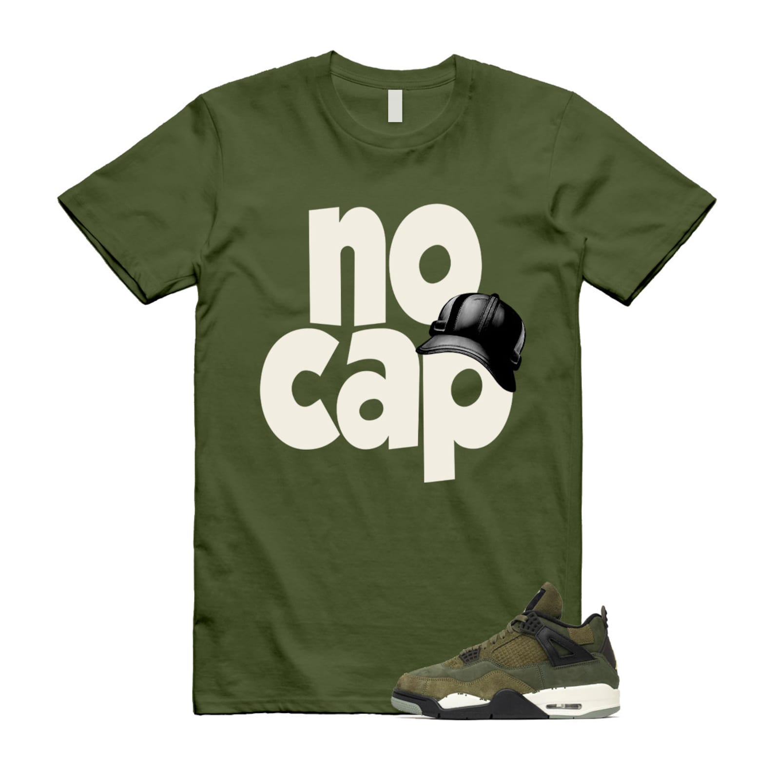 4 Olive Craft Medium SE Pale Vanilla Khaki Black Sail T Shirt Match NO CAP ,FB9927-200 T-Shirt, Sneaker Match Tee