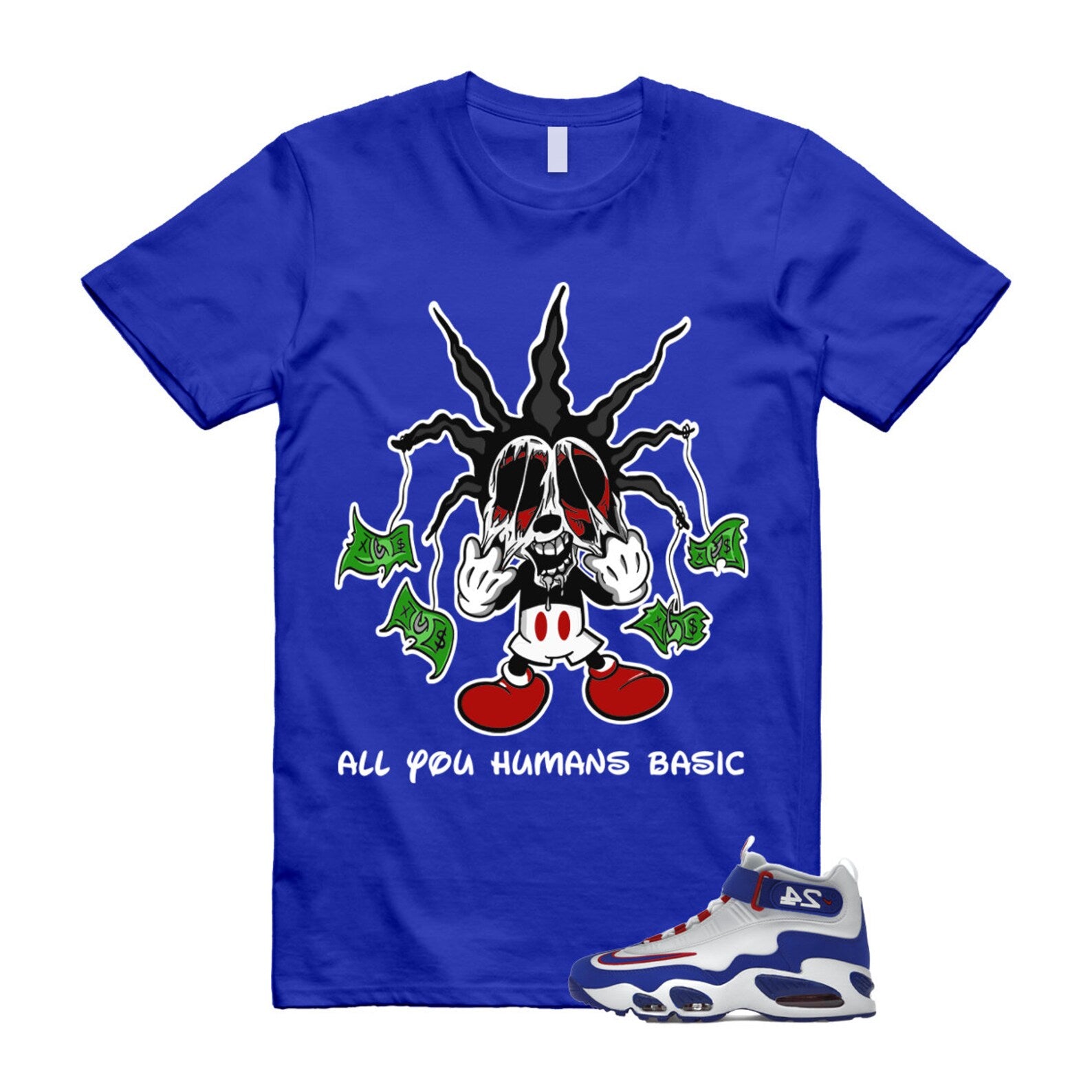 Air Griffey Max 1 USA White Blue Red 24 T Shirt Match HOOK ,DX3723-100 T-Shirt, Sneaker Match Tee