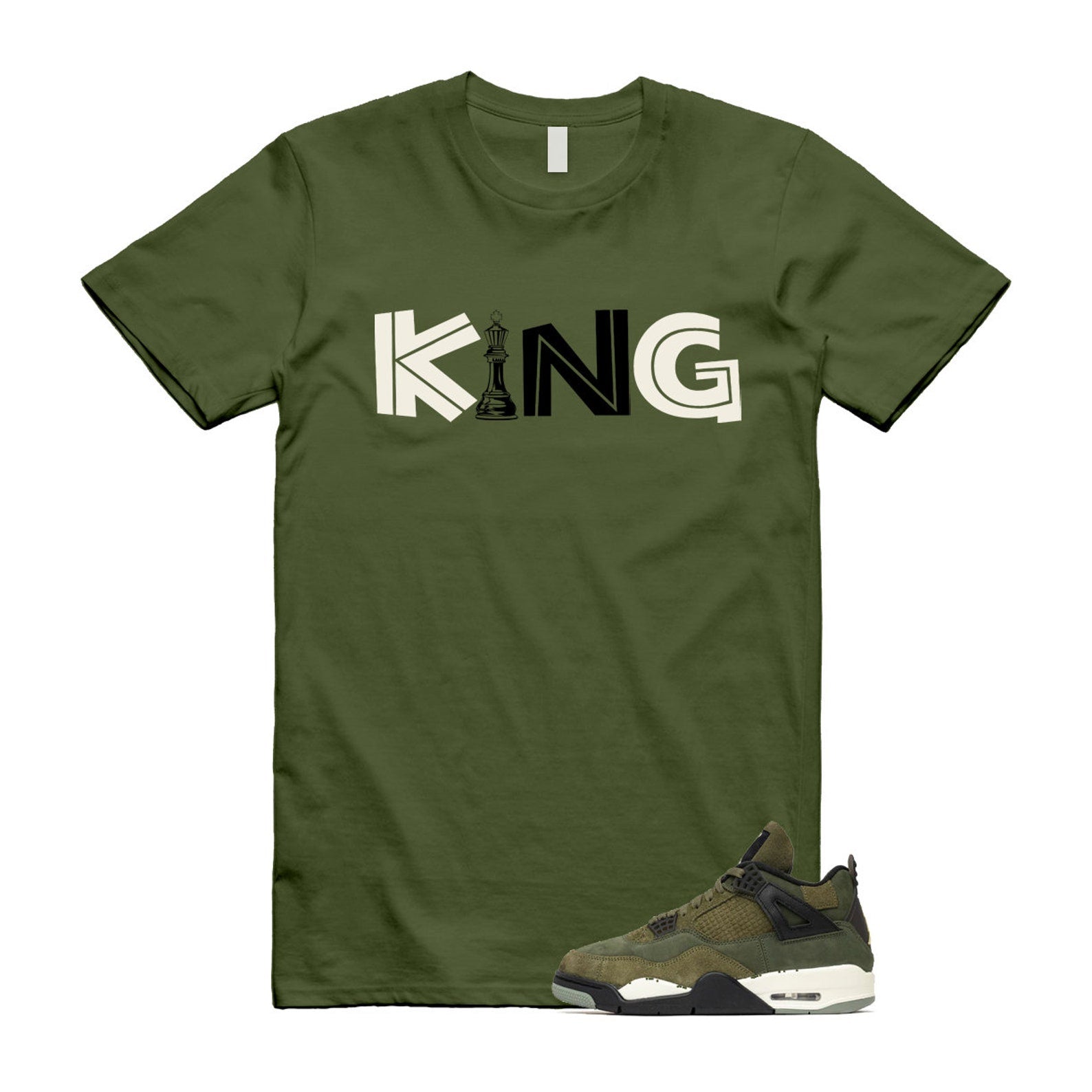 4 Olive Craft Medium SE Pale Vanilla Khaki Black Sail T Shirt Match KING ,FB9927-200 T-Shirt, Sneaker Match Tee