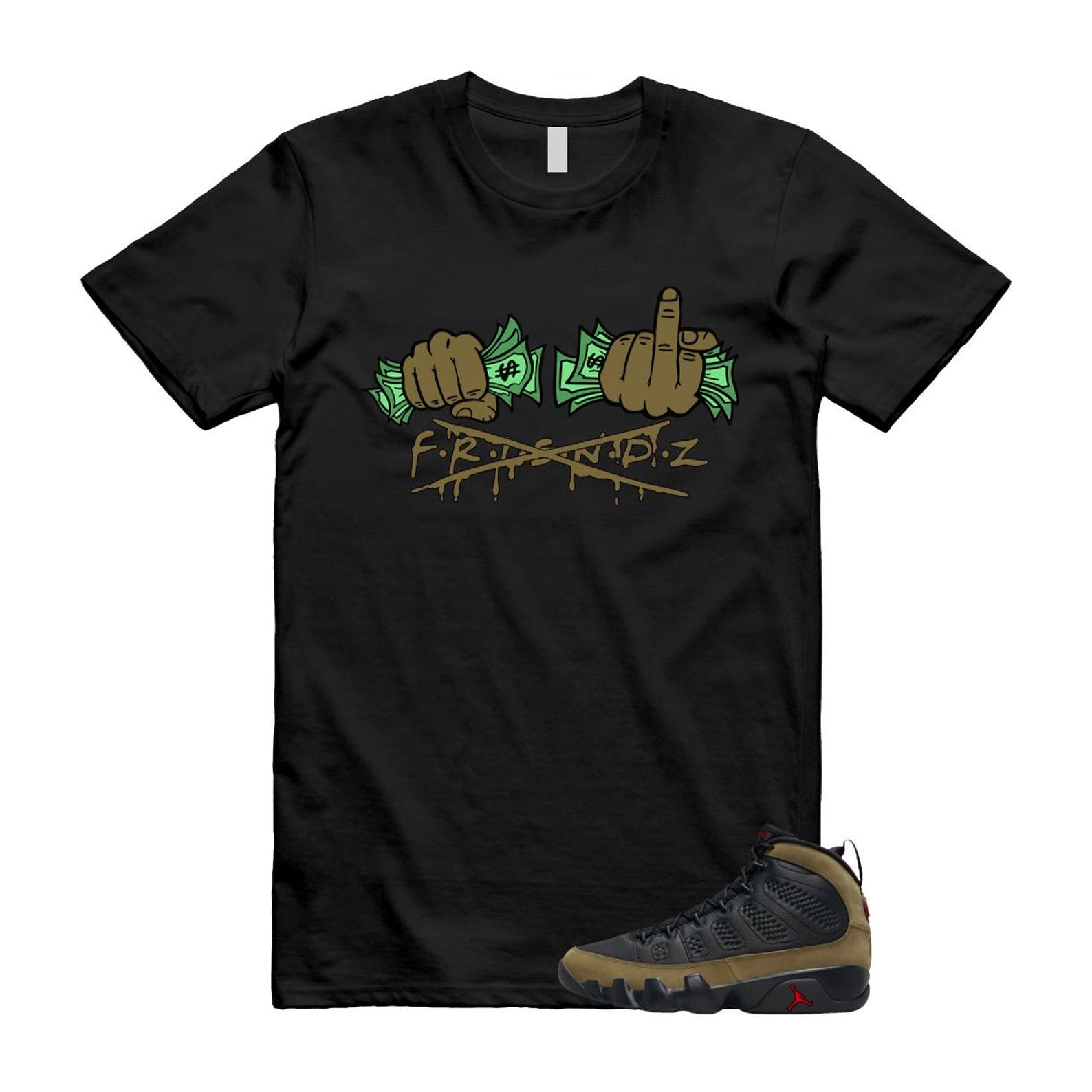 9 Olive 2024 Black True Red Light 1993 T Shirt Match FRIENDZ ,Hv4794-030 T-Shirt, Sneaker Match Tee