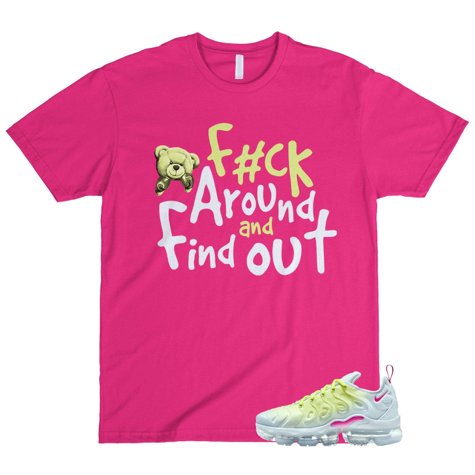 Vapormax Lemon Twist Blue Tint Air Plus Light Metallic Silver Fireberry T Shirt Match FCK ,FQ8882-423 T-Shirt, Sneaker Match Tee