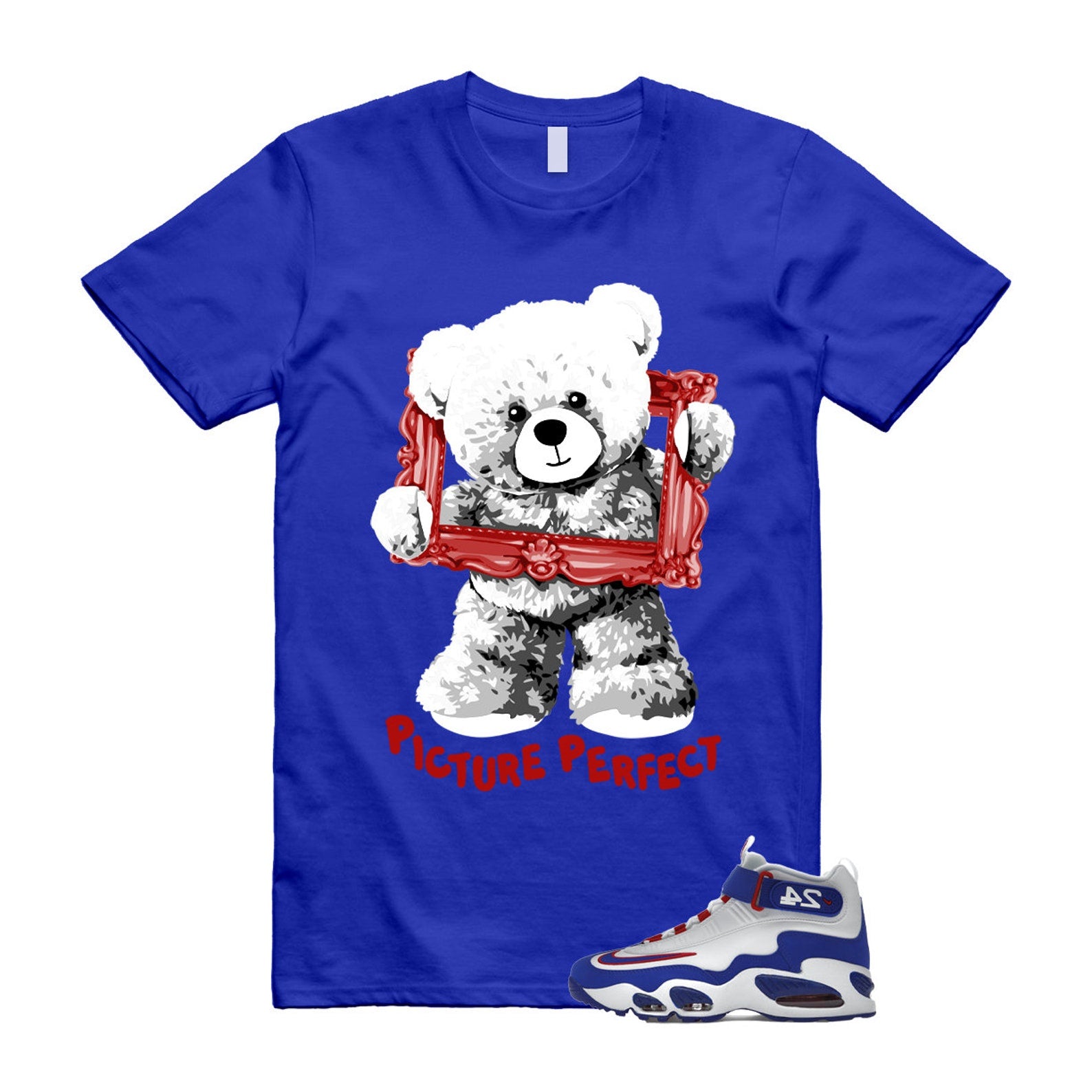 Air Griffey Max 1 USA White Blue Red 24 T Shirt Match PIC ,DX3723-100 T-Shirt, Sneaker Match Tee
