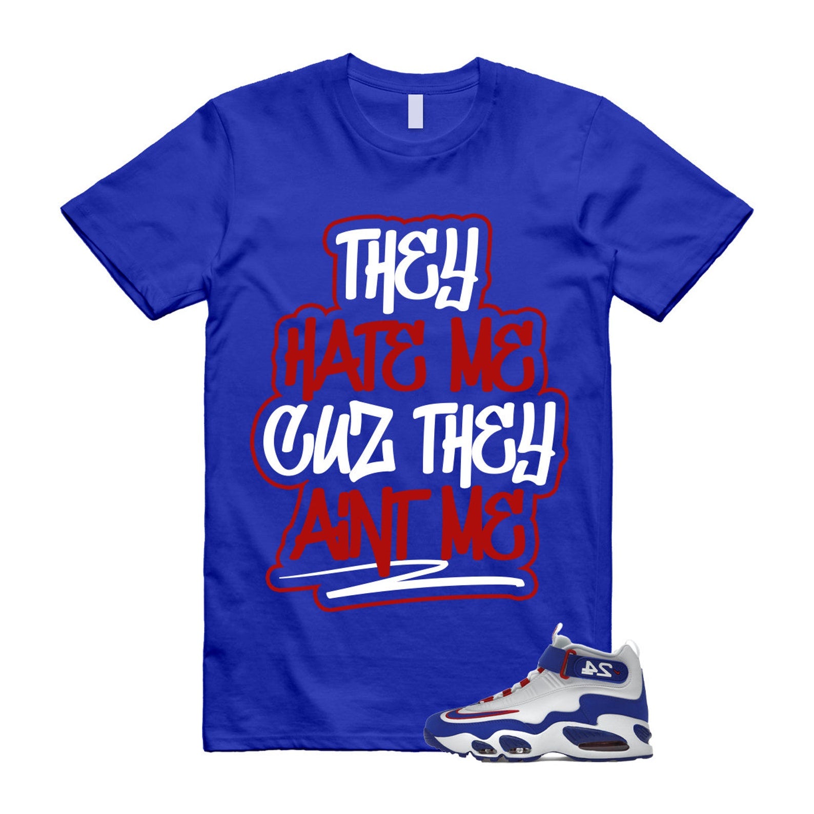 Air Griffey Max 1 USA White Blue Red 24 T Shirt Match AINT ME ,DX3723-100 T-Shirt, Sneaker Match Tee