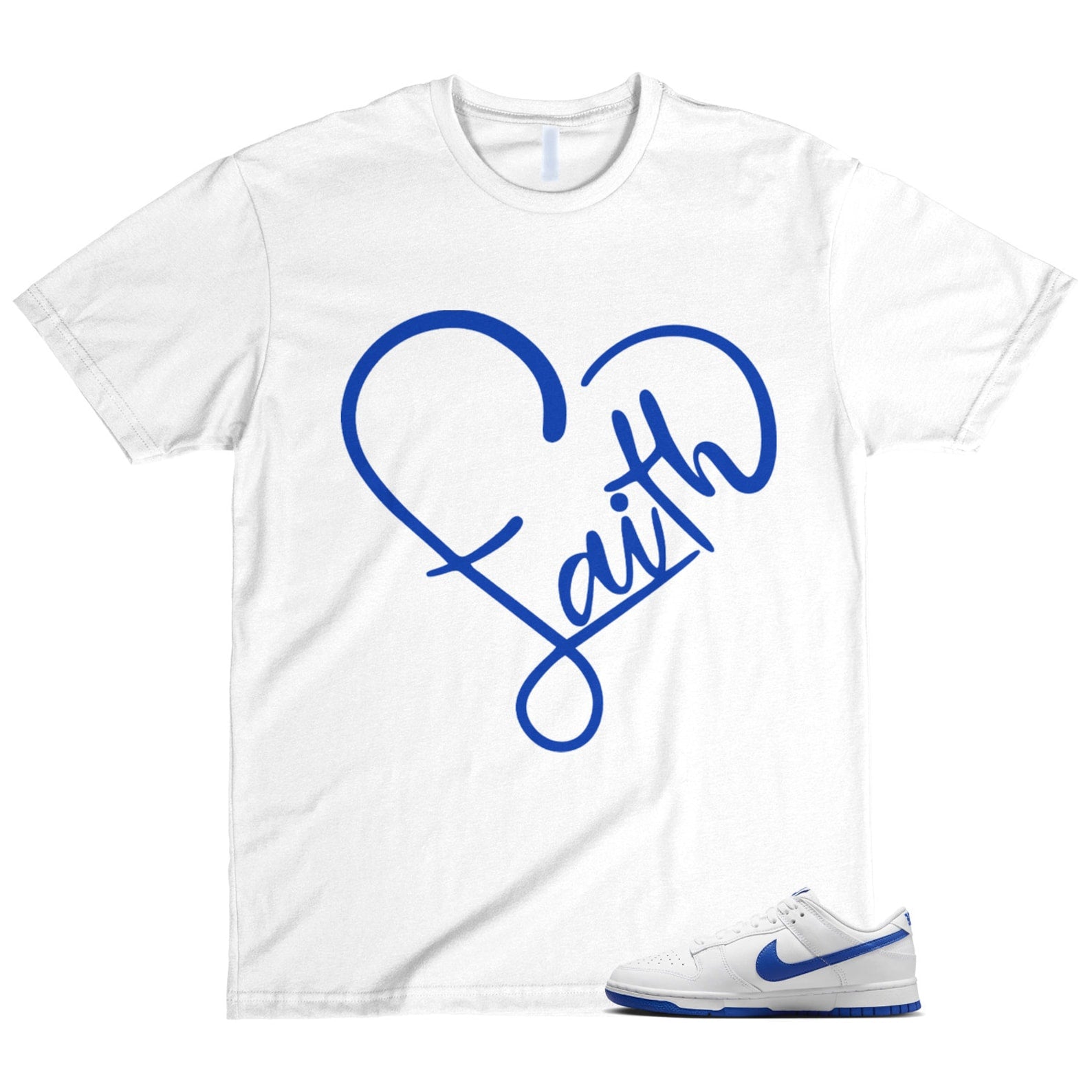 Dunk White Hyper Royal Summit Low T Shirt Match FAITH ,DH9765-105 T-Shirt, Sneaker Match Tee