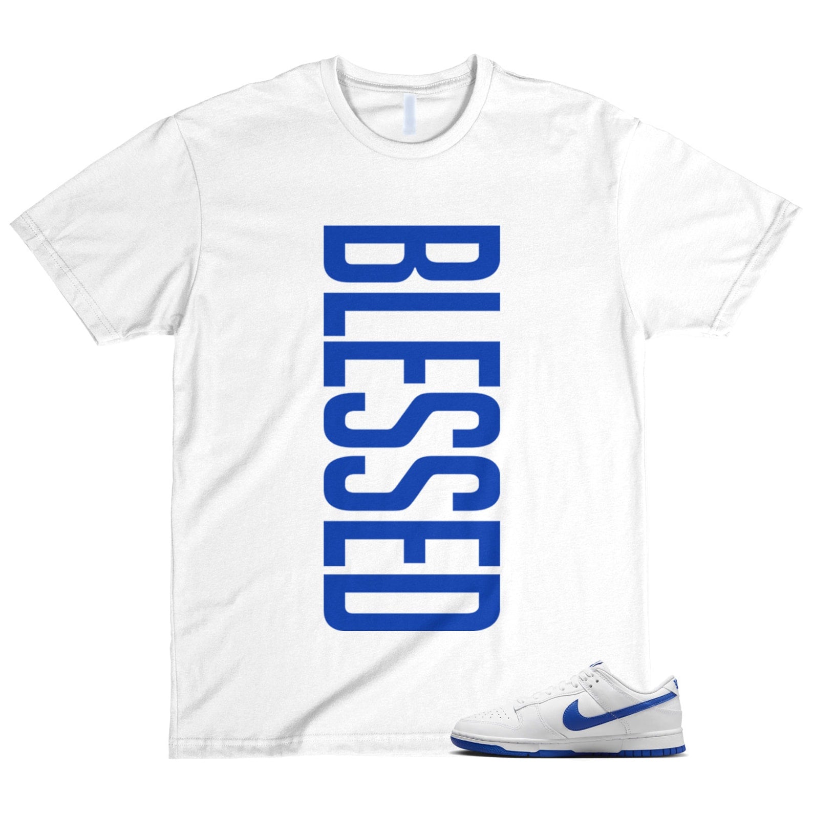 Dunk White Hyper Royal Summit Low T Shirt Match VERTBLS ,DH9765-105 T-Shirt, Sneaker Match Tee
