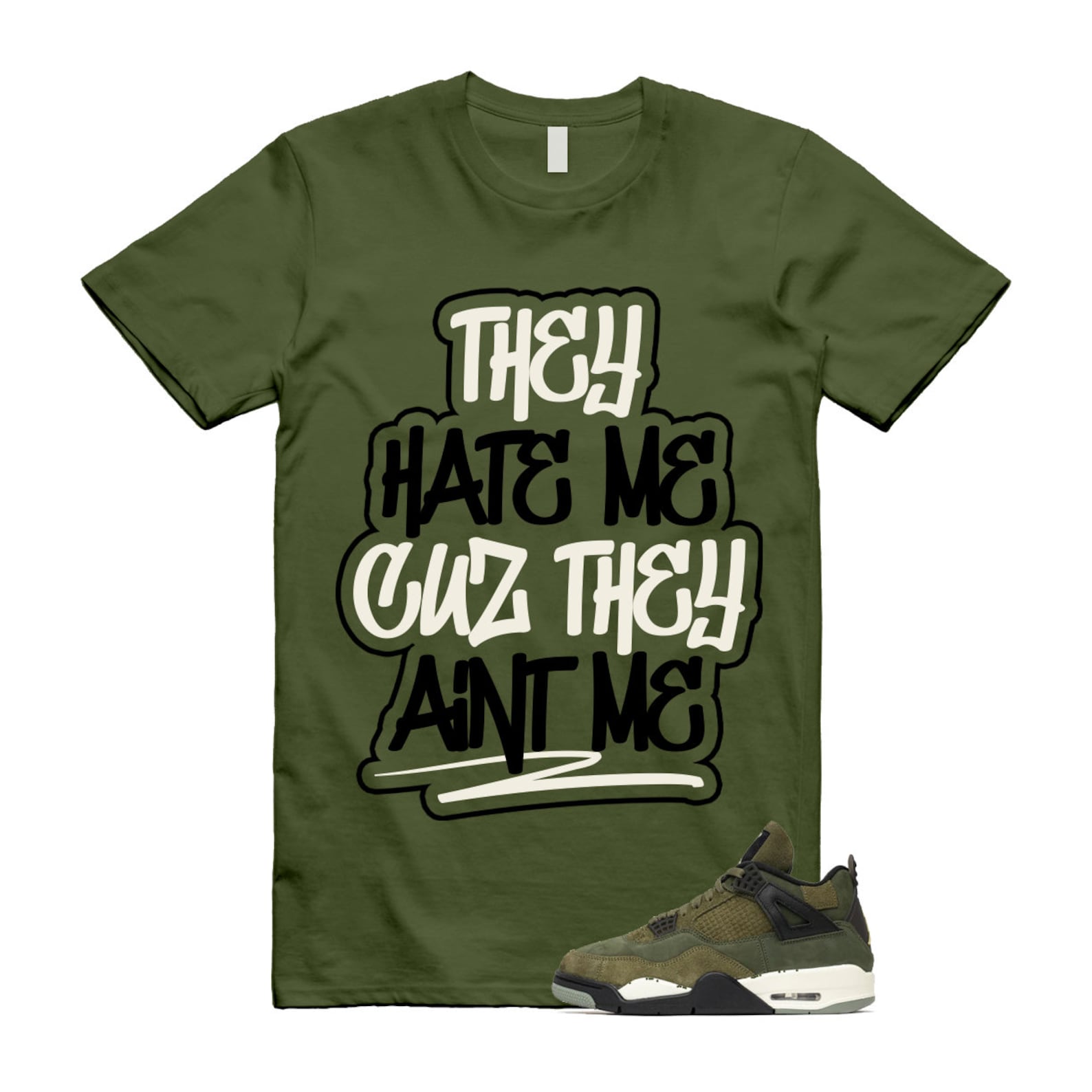 4 Olive Craft Medium SE Pale Vanilla Khaki Black Sail T Shirt Match AINT ME ,FB9927-200 T-Shirt, Sneaker Match Tee