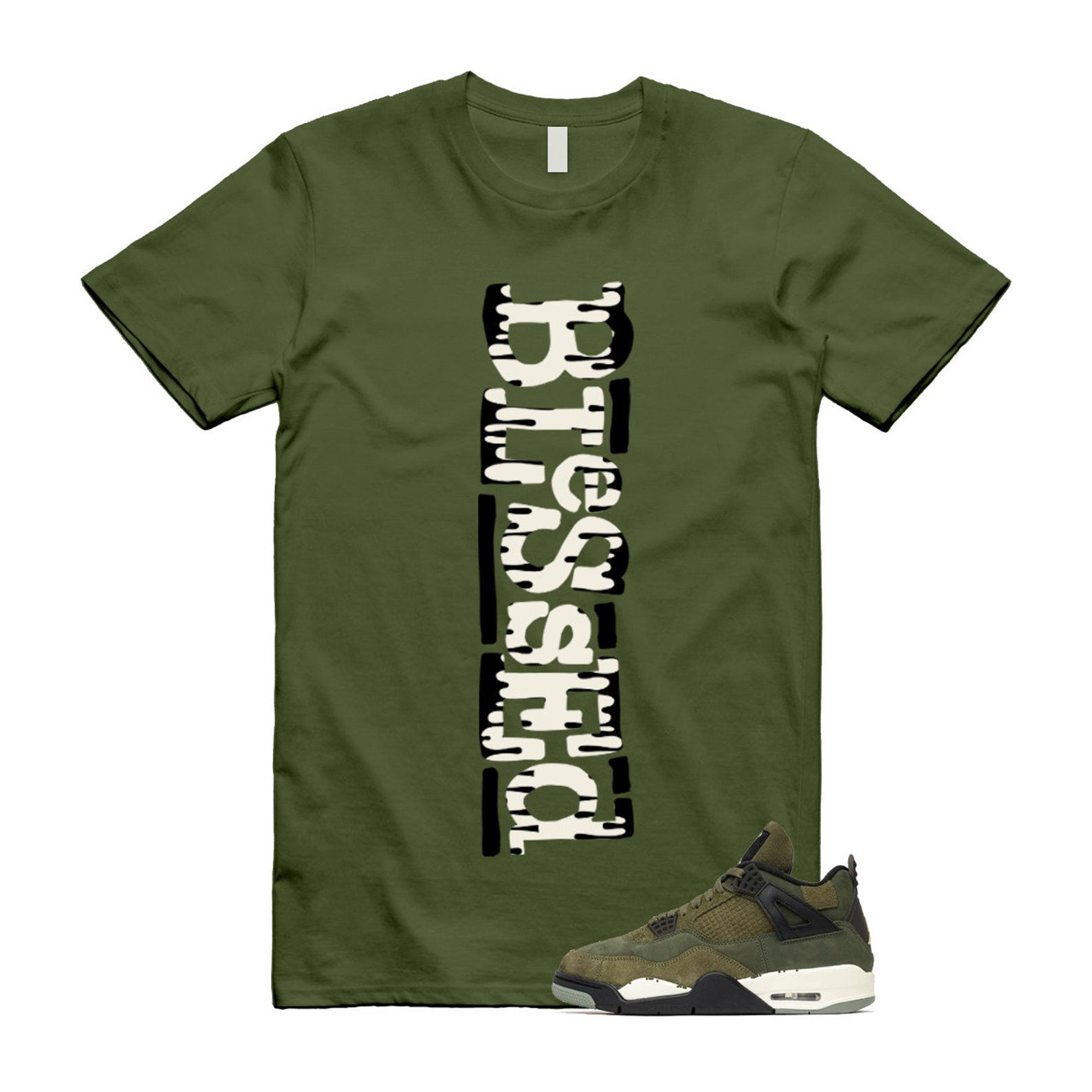 4 Olive Craft Medium SE Pale Vanilla Khaki Black Sail T Shirt Match B2 ,FB9927-200 T-Shirt, Sneaker Match Tee