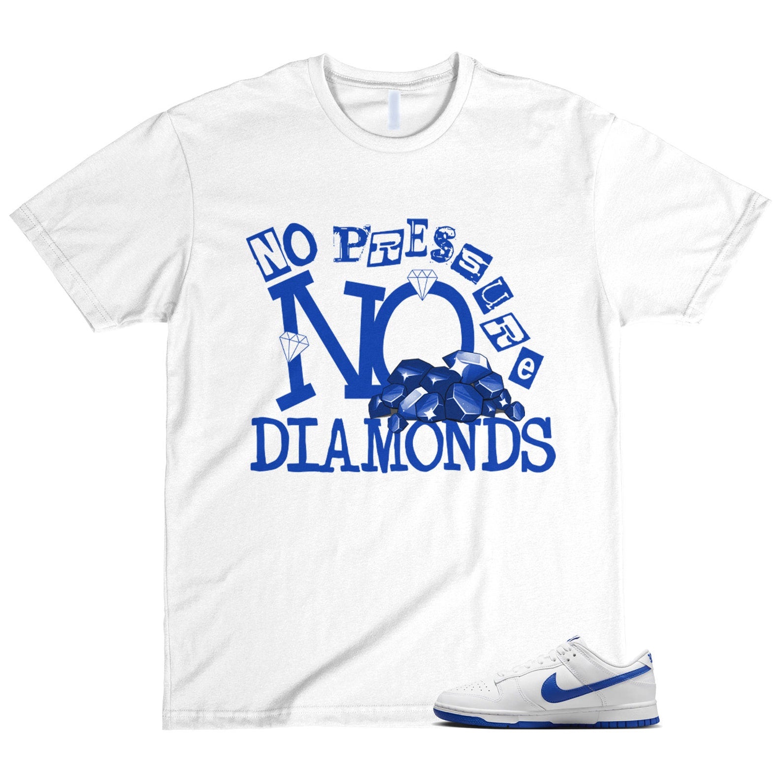 Dunk White Hyper Royal Summit Low T Shirt Match DIAMOND ,DH9765-105 T-Shirt, Sneaker Match Tee