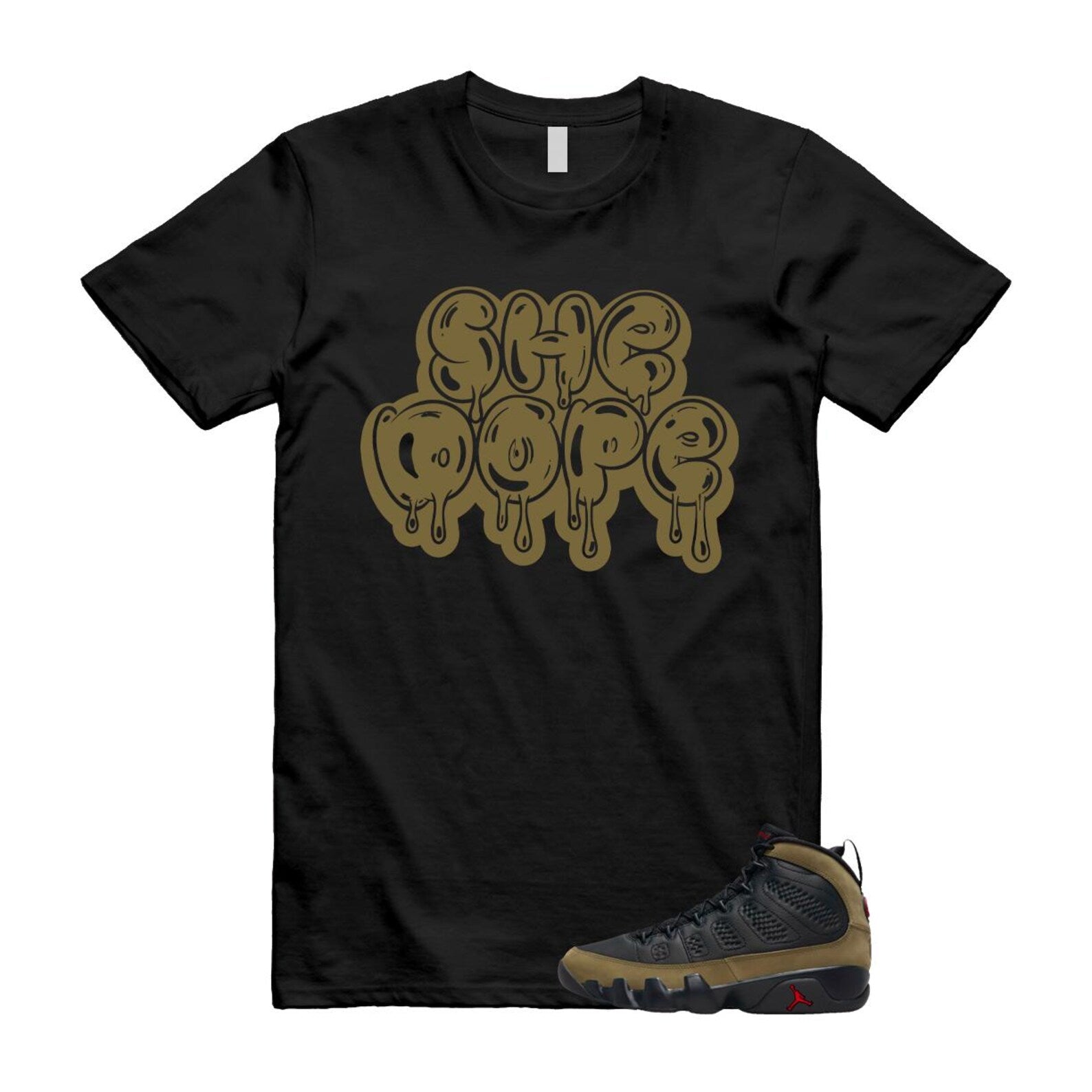 9 Olive 2024 Black True Red Light 1993 T Shirt Match SHE DOPE ,Hv4794-030 T-Shirt, Sneaker Match Tee