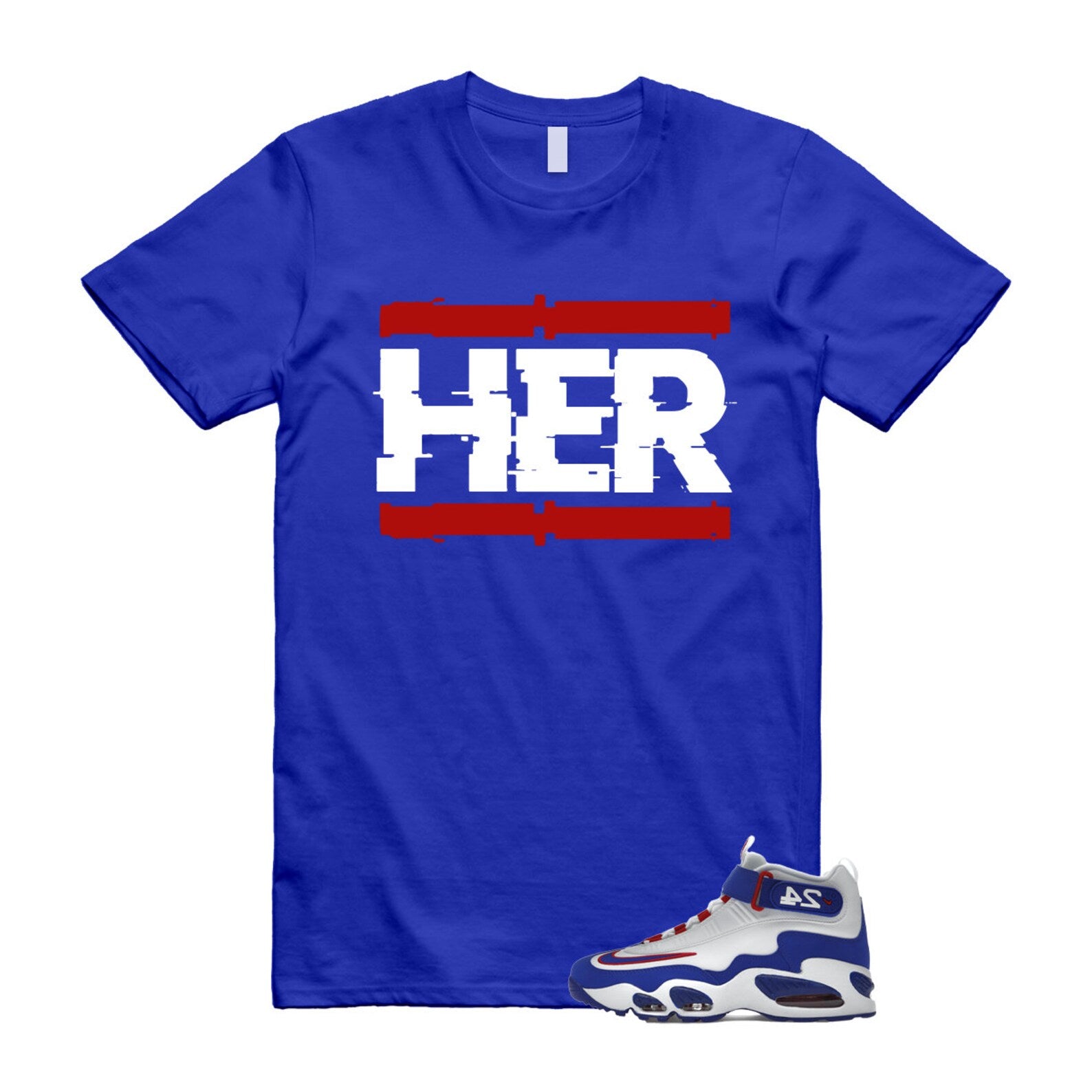 Air Griffey Max 1 USA White Blue Red 24 T Shirt Match HER ,DX3723-100 T-Shirt, Sneaker Match Tee