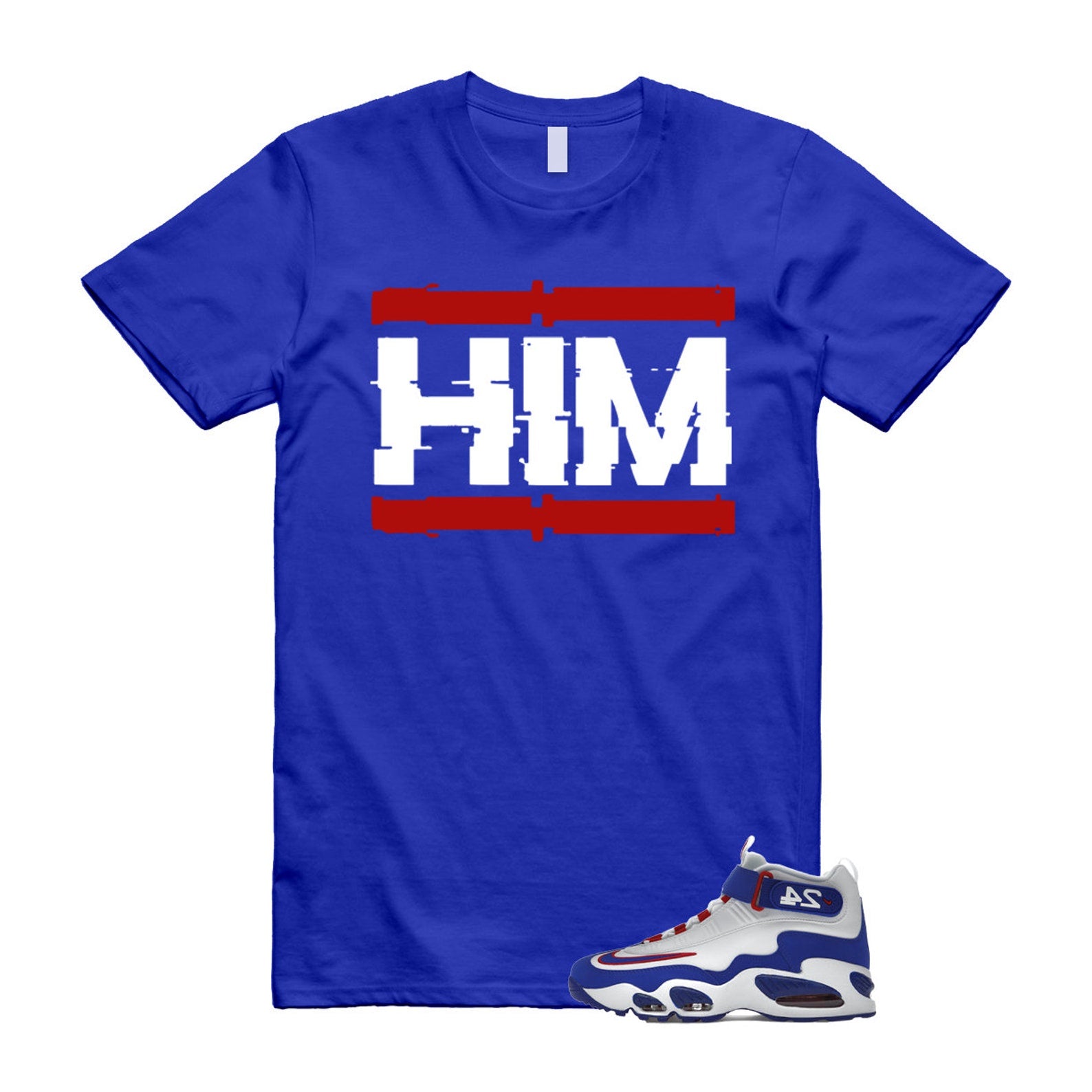 Air Griffey Max 1 USA White Blue Red 24 T Shirt Match HIM ,DX3723-100 T-Shirt, Sneaker Match Tee
