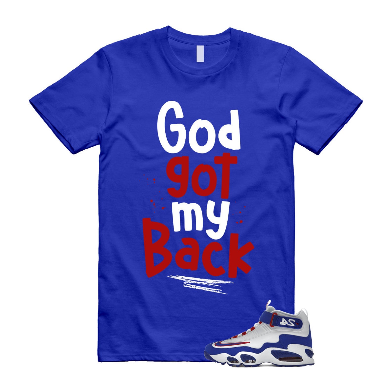 Air Griffey Max 1 USA White Blue Red 24 T Shirt Match GOD ,DX3723-100 T-Shirt, Sneaker Match Tee