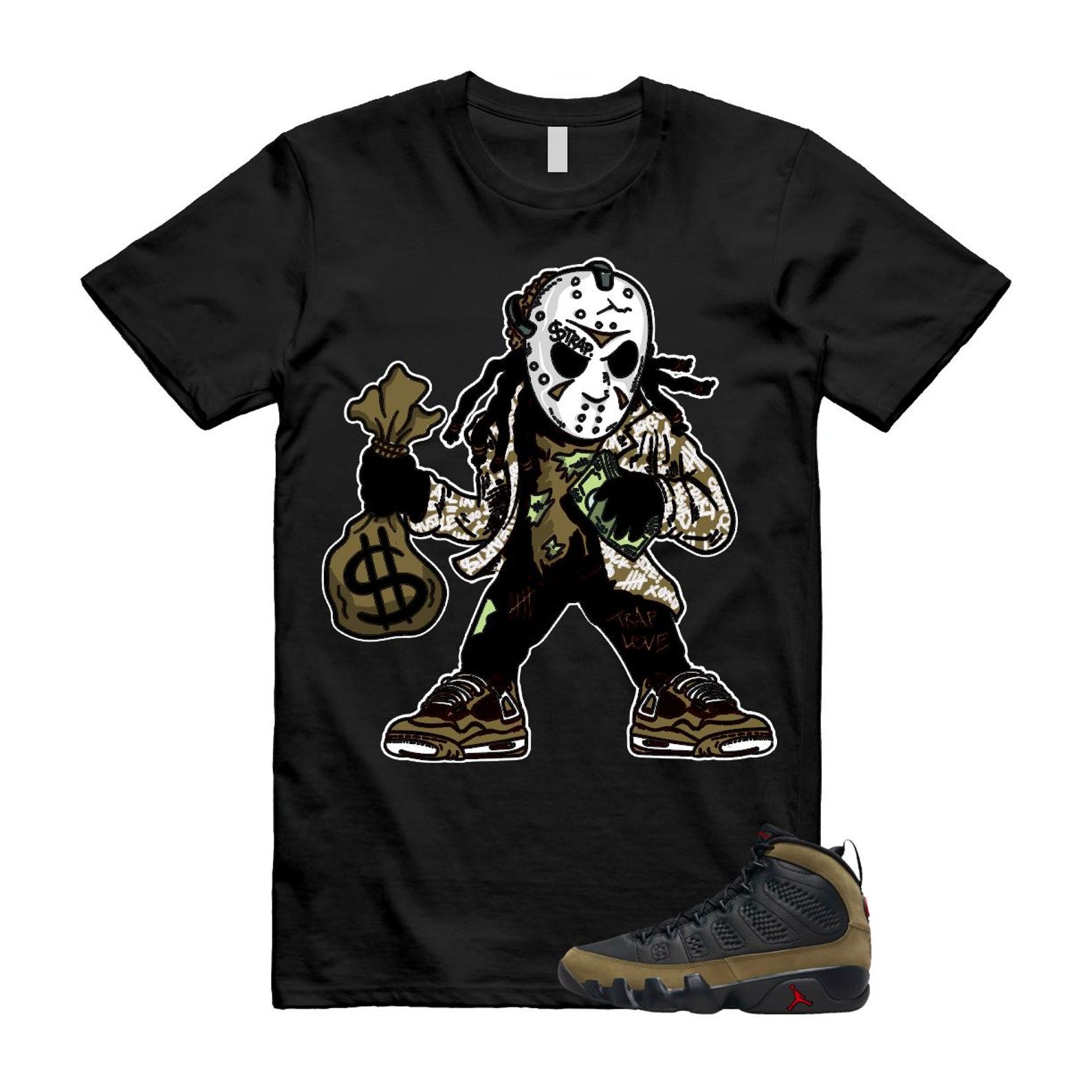 9 Olive 2024 Black True Red Light 1993 T Shirt Match JASON ,Hv4794-030 T-Shirt, Sneaker Match Tee