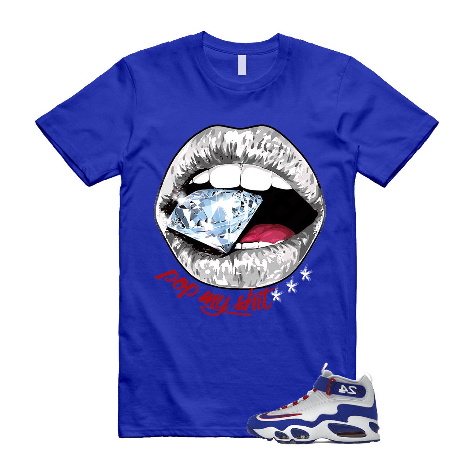 Air Griffey Max 1 USA White Blue Red 24 T Shirt Match POP ,DX3723-100 T-Shirt, Sneaker Match Tee