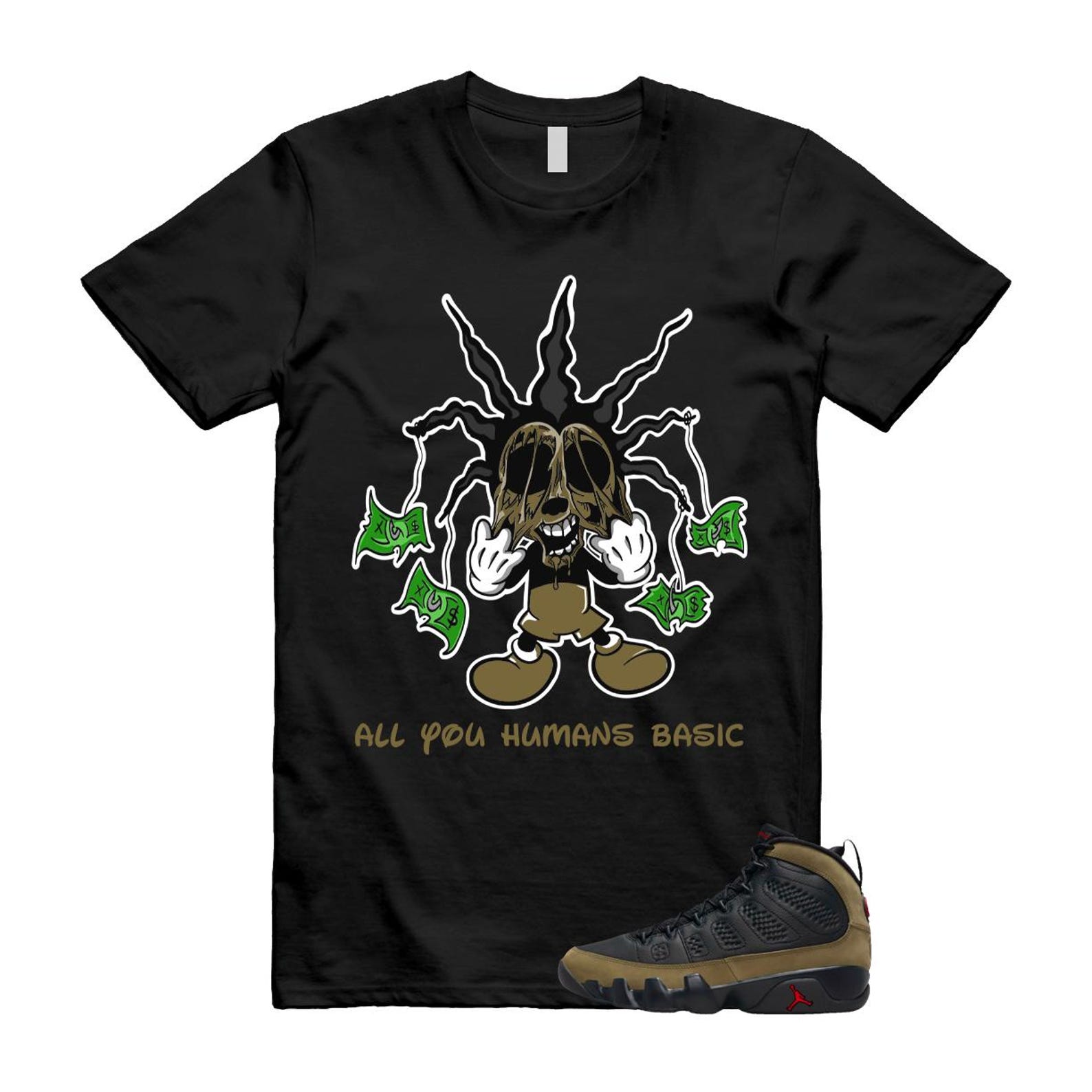 9 Olive 2024 Black True Red Light 1993 T Shirt Match HOOK ,Hv4794-030 T-Shirt, Sneaker Match Tee