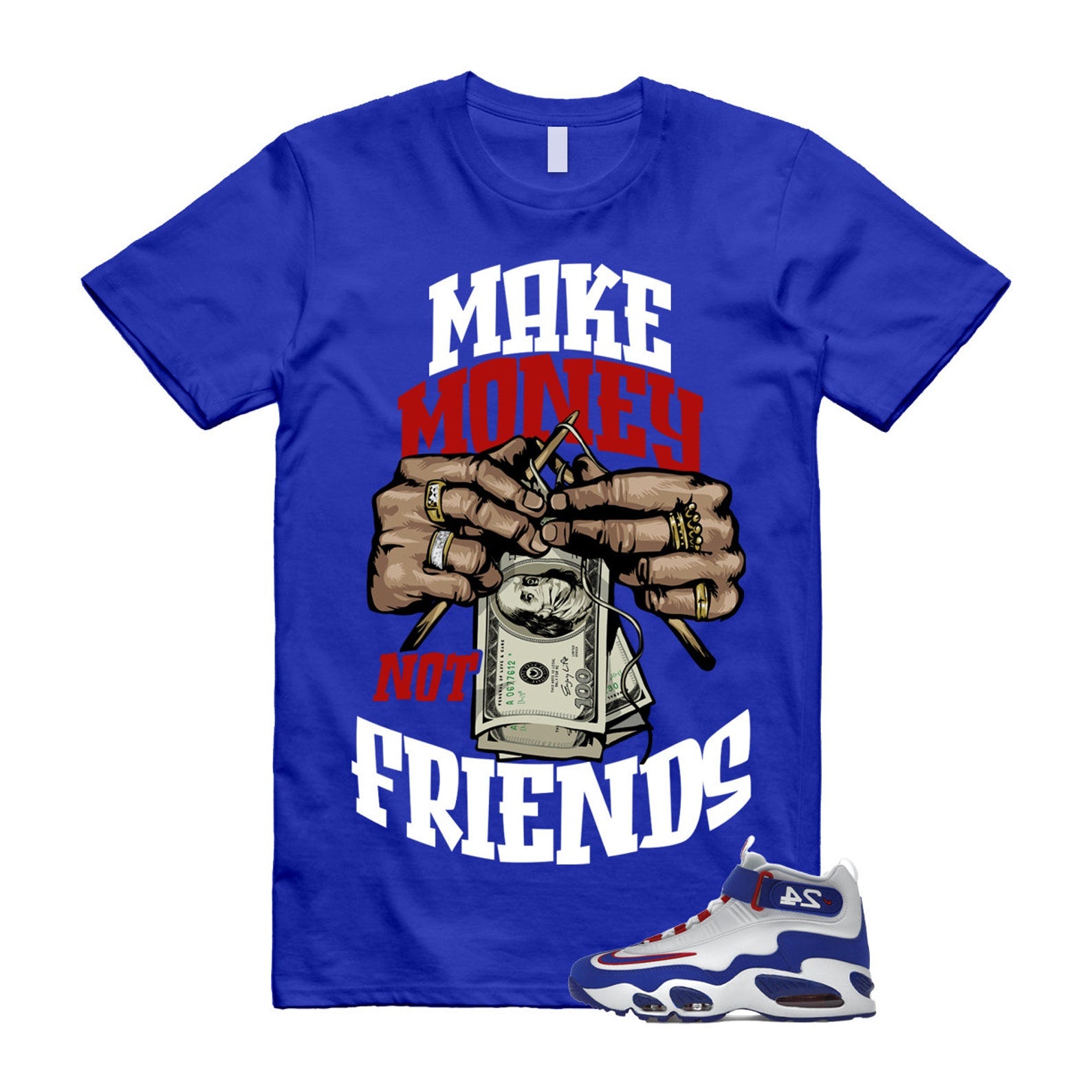 Air Griffey Max 1 USA White Blue Red 24 T Shirt Match MM ,DX3723-100 T-Shirt, Sneaker Match Tee