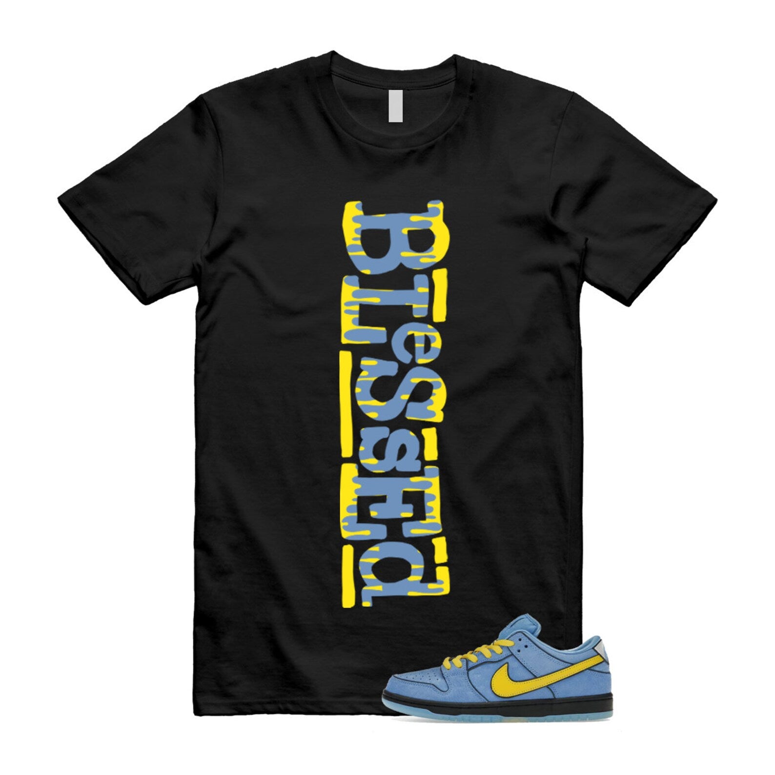 Dunk Bubbles The Power Girls Blue Chill Deep Royal Active Pink Yellow Black T Shirt Match B2 ,FZ8833-400 T-Shirt, Sneaker Match Tee