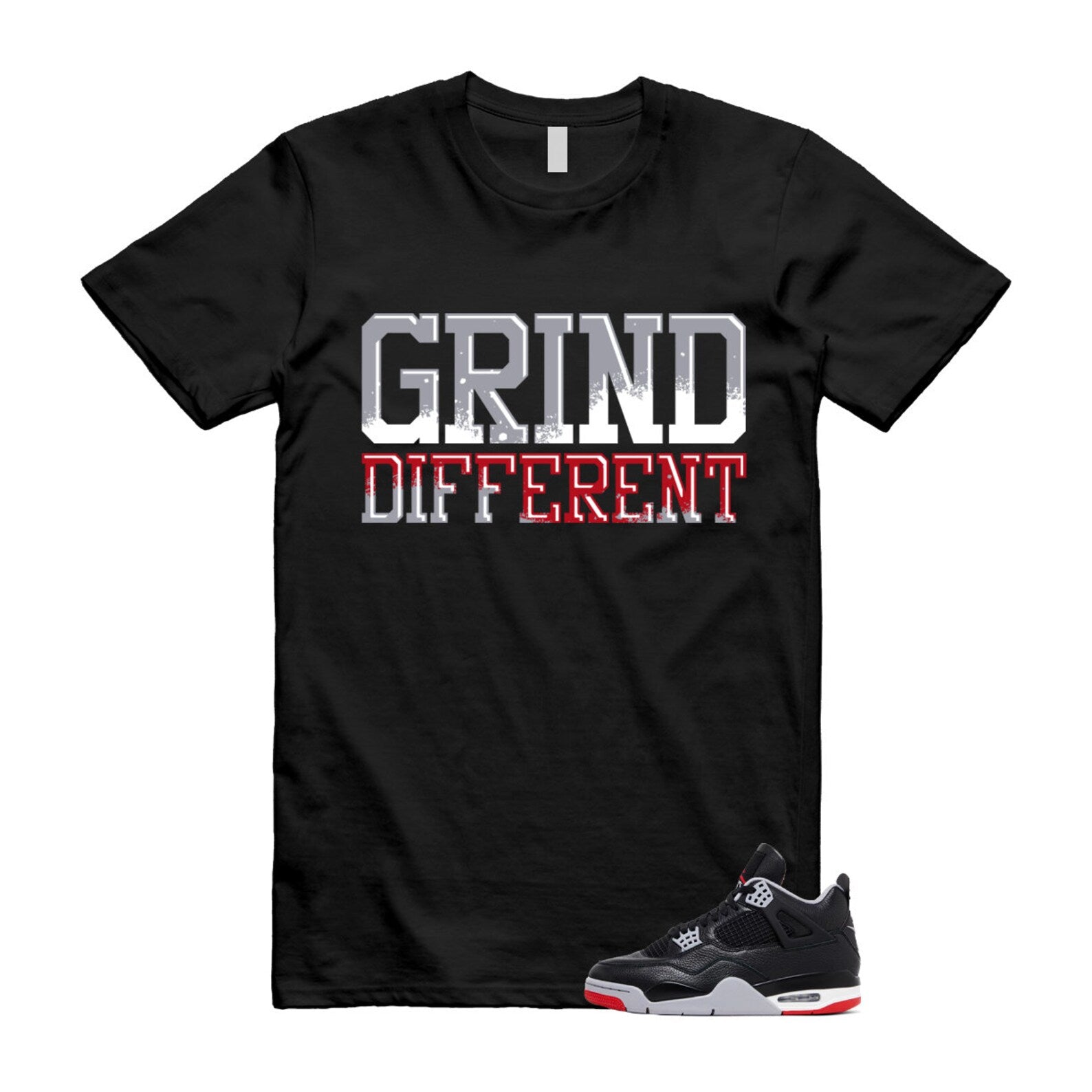 4 Bred Reimagined Black Cement Grey Varsity Red Summit White Retro T Shirt Match GRD ,FV5029-006 T-Shirt, Sneaker Match Tee
