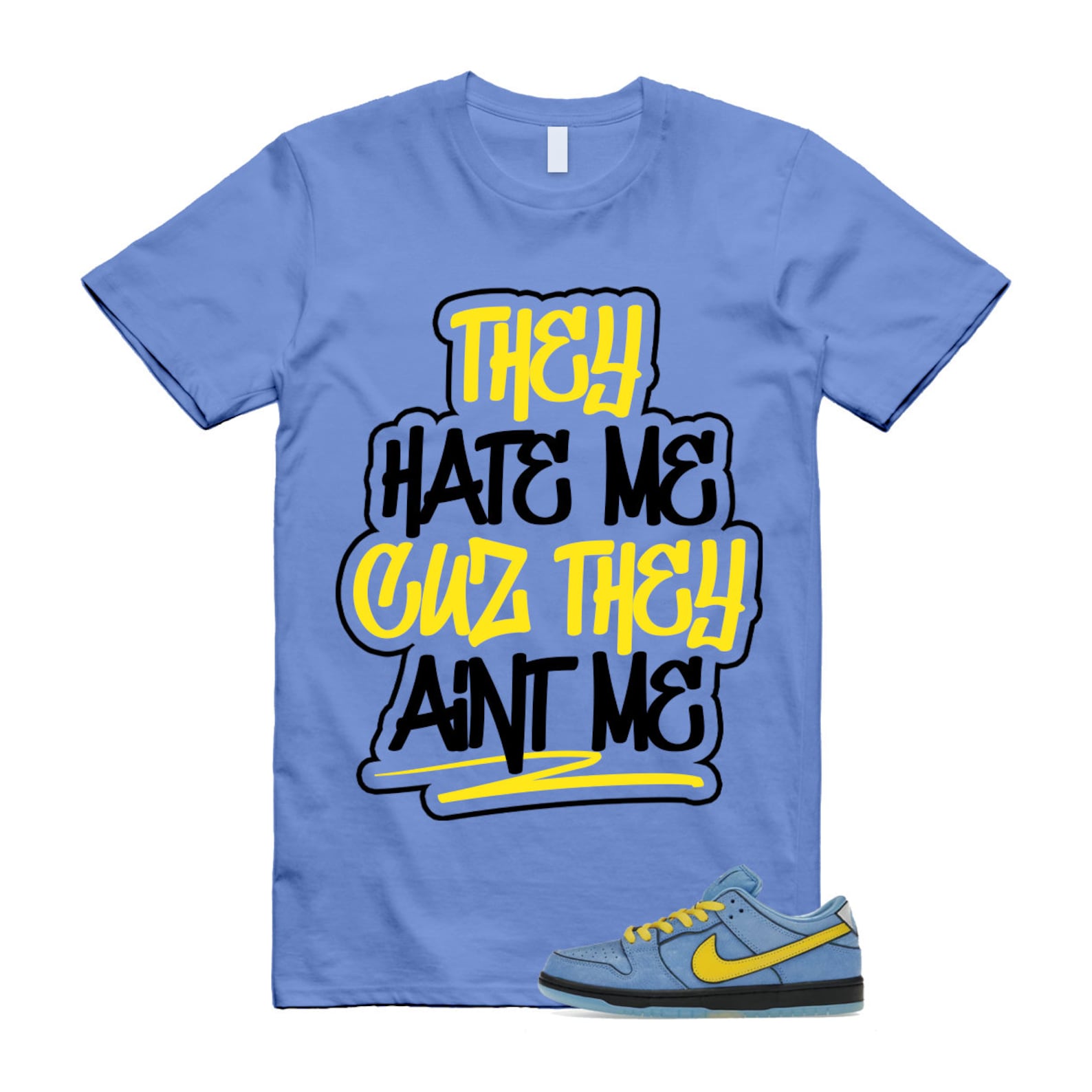 Dunk Bubbles The Power Girls Blue Chill Deep Royal Active Pink Yellow Black T Shirt Match AINT ME ,FZ8833-400 T-Shirt, Sneaker Match Tee