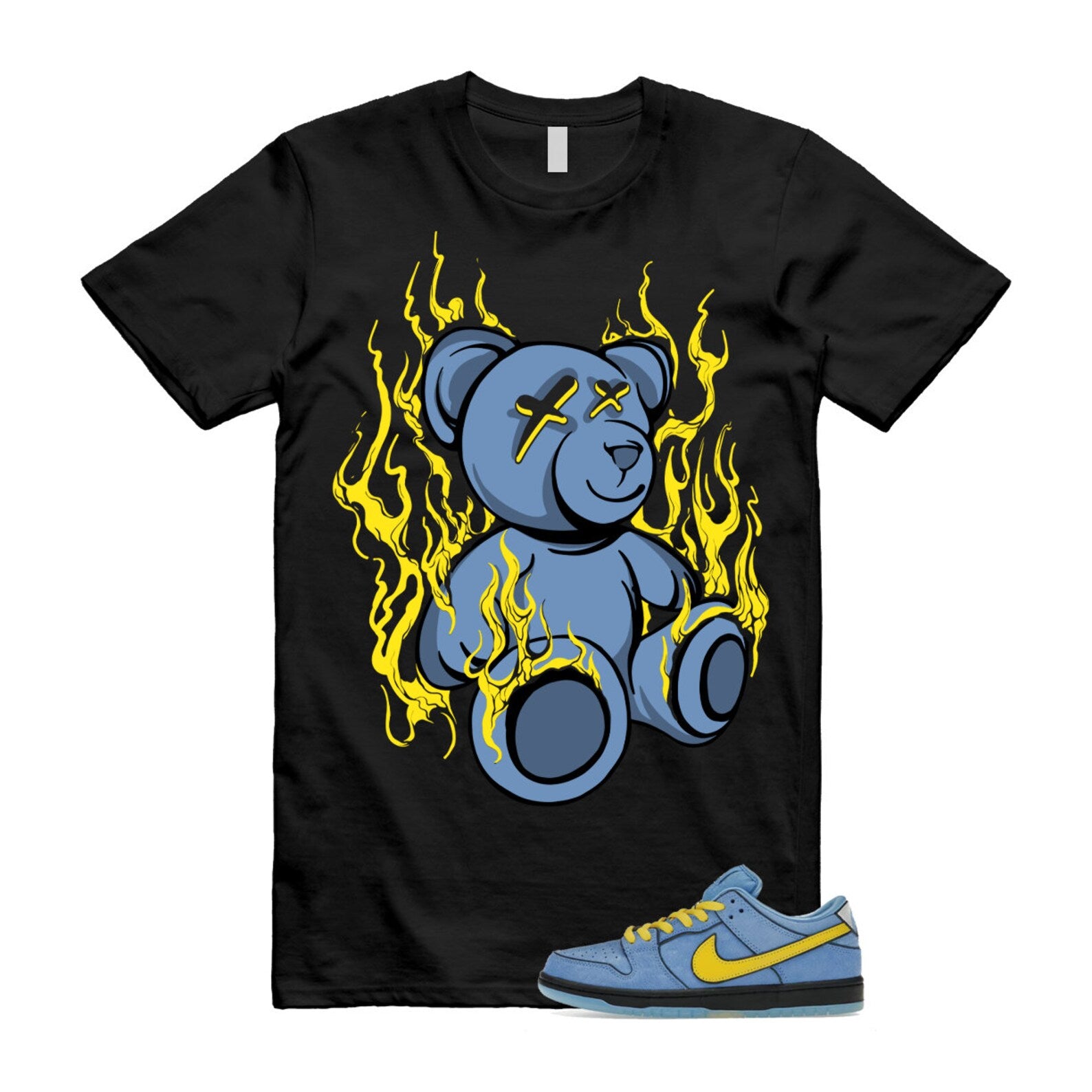 Dunk Bubbles The Power Girls Blue Chill Deep Royal Active Pink Yellow Black T Shirt Match LIT ,FZ8833-400 T-Shirt, Sneaker Match Tee