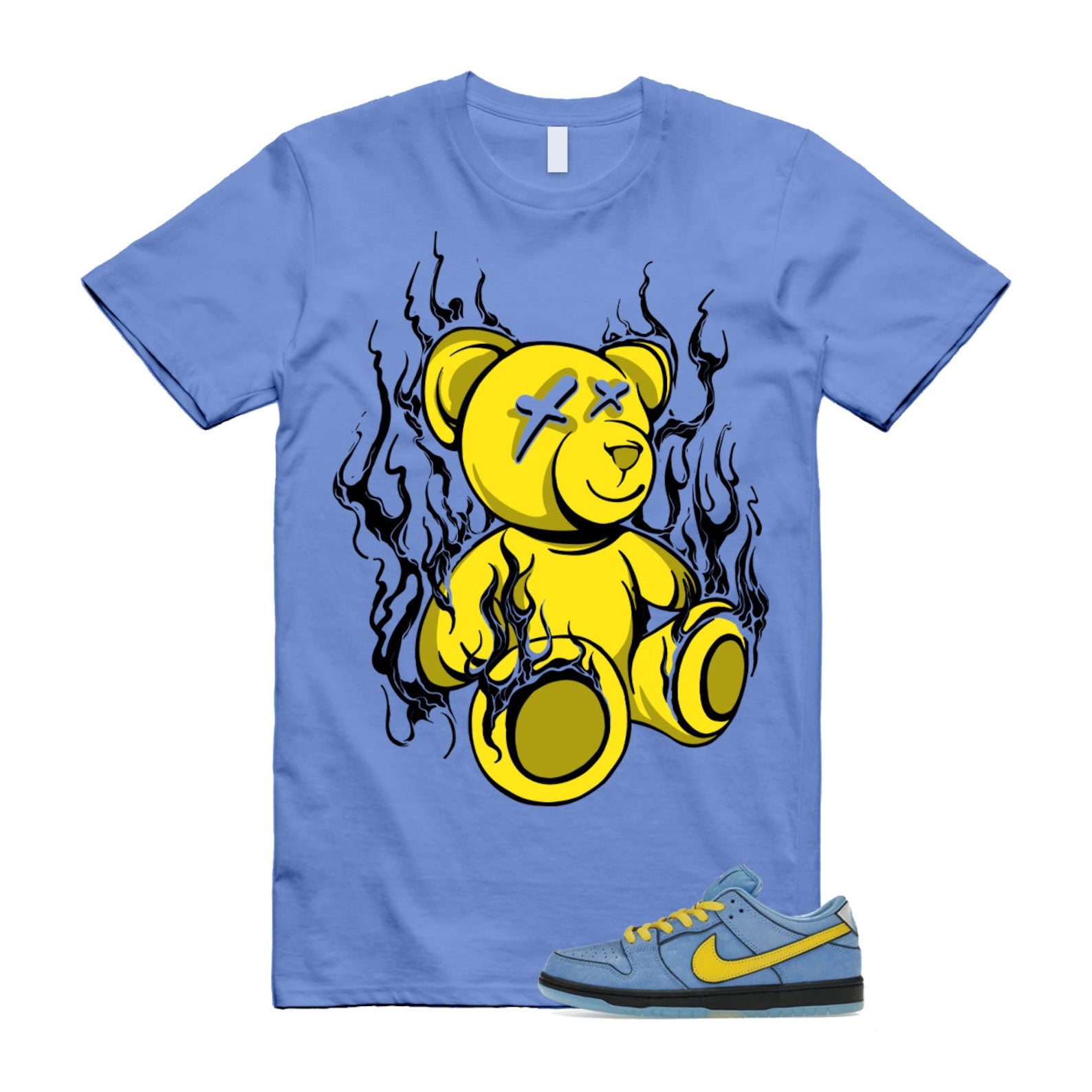 Dunk Bubbles The Power Girls Blue Chill Deep Royal Active Pink Yellow Black T Shirt Match LIT ,FZ8833-400 T-Shirt, Sneaker Match Tee