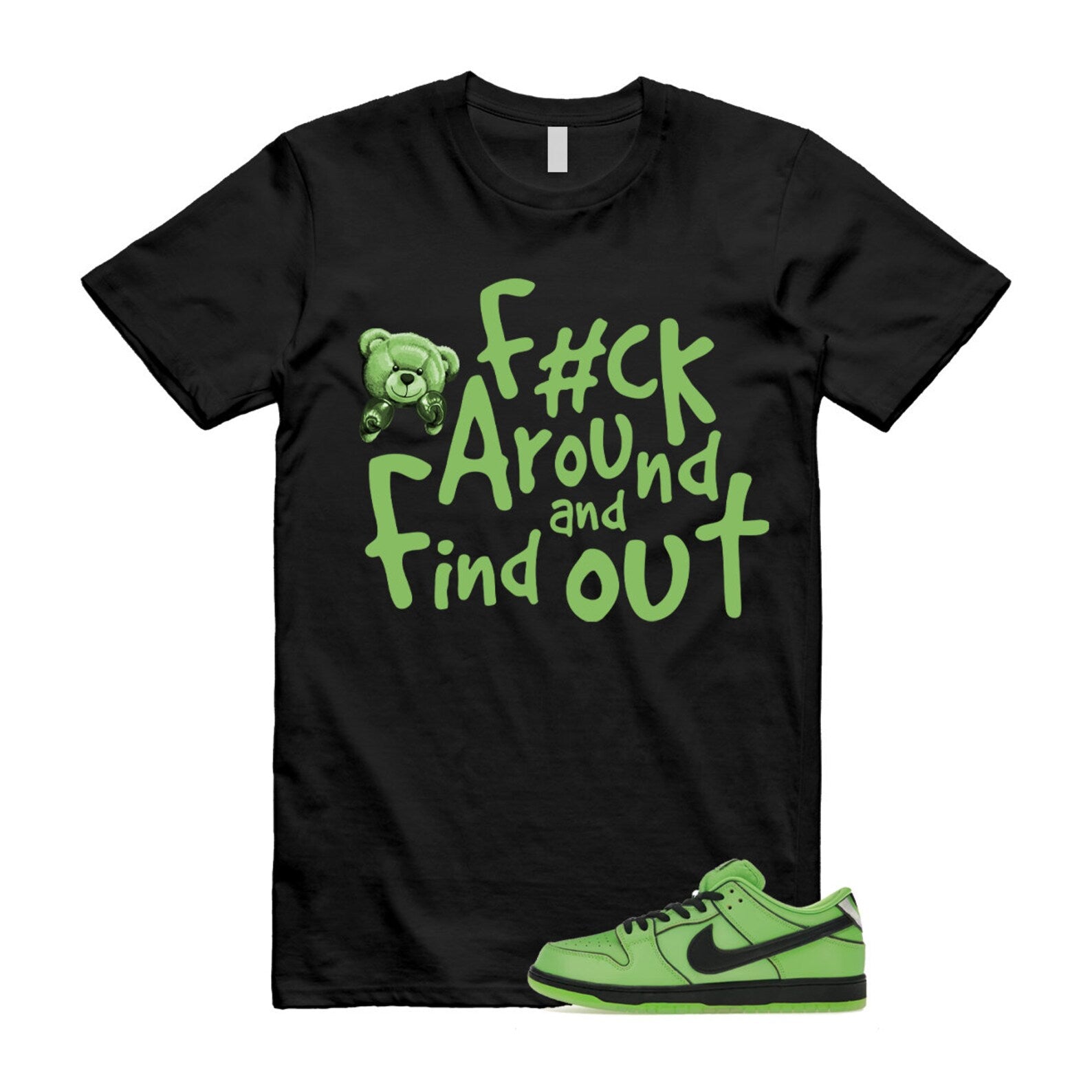 Dunk Buttercup The Power Girls Mean Green Lotus Pink Black T Shirt Match FCK ,FZ8832-300 T-Shirt, Sneaker Match Tee