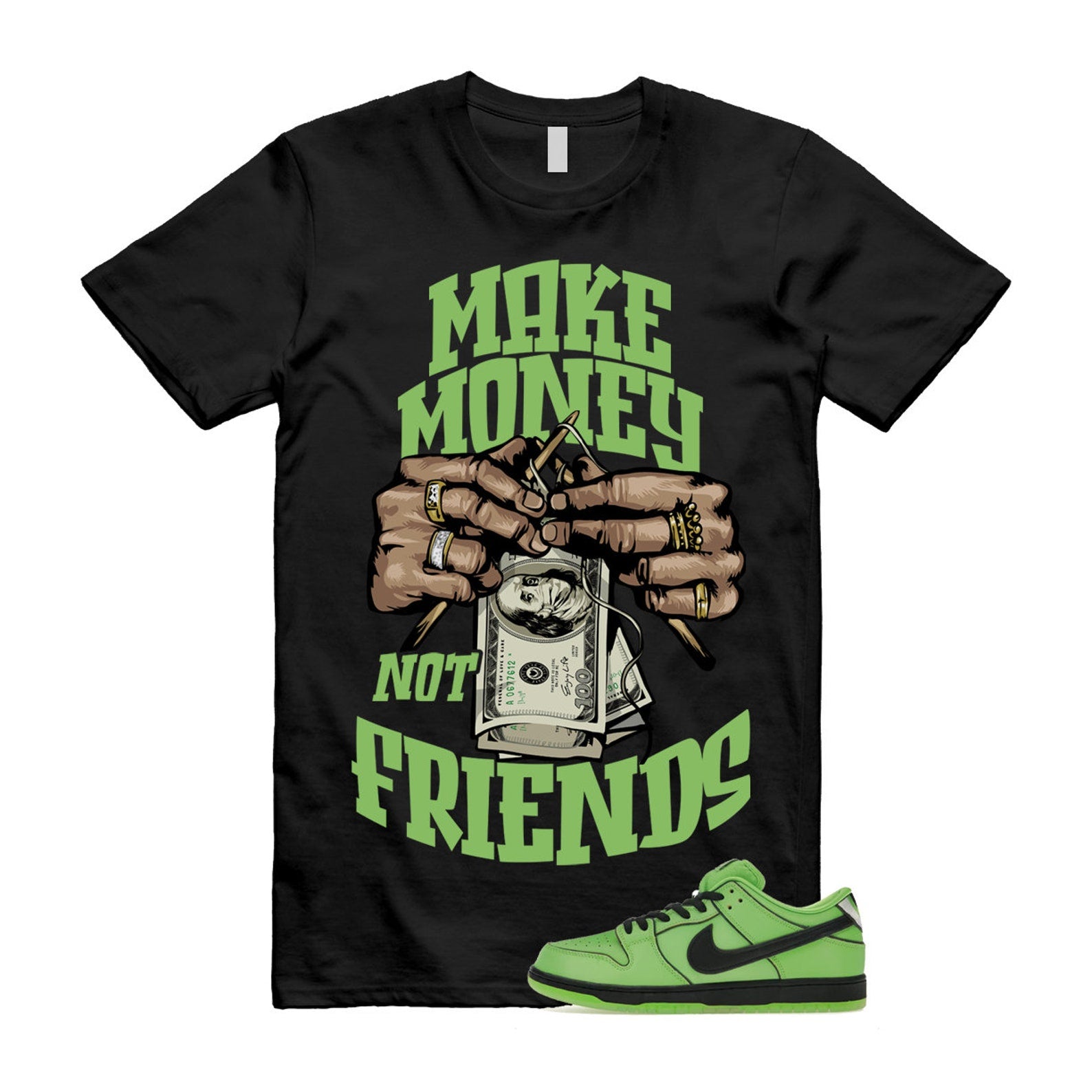 Dunk Buttercup The Power Girls Mean Green Lotus Pink Black T Shirt Match MM ,FZ8832-300 T-Shirt, Sneaker Match Tee