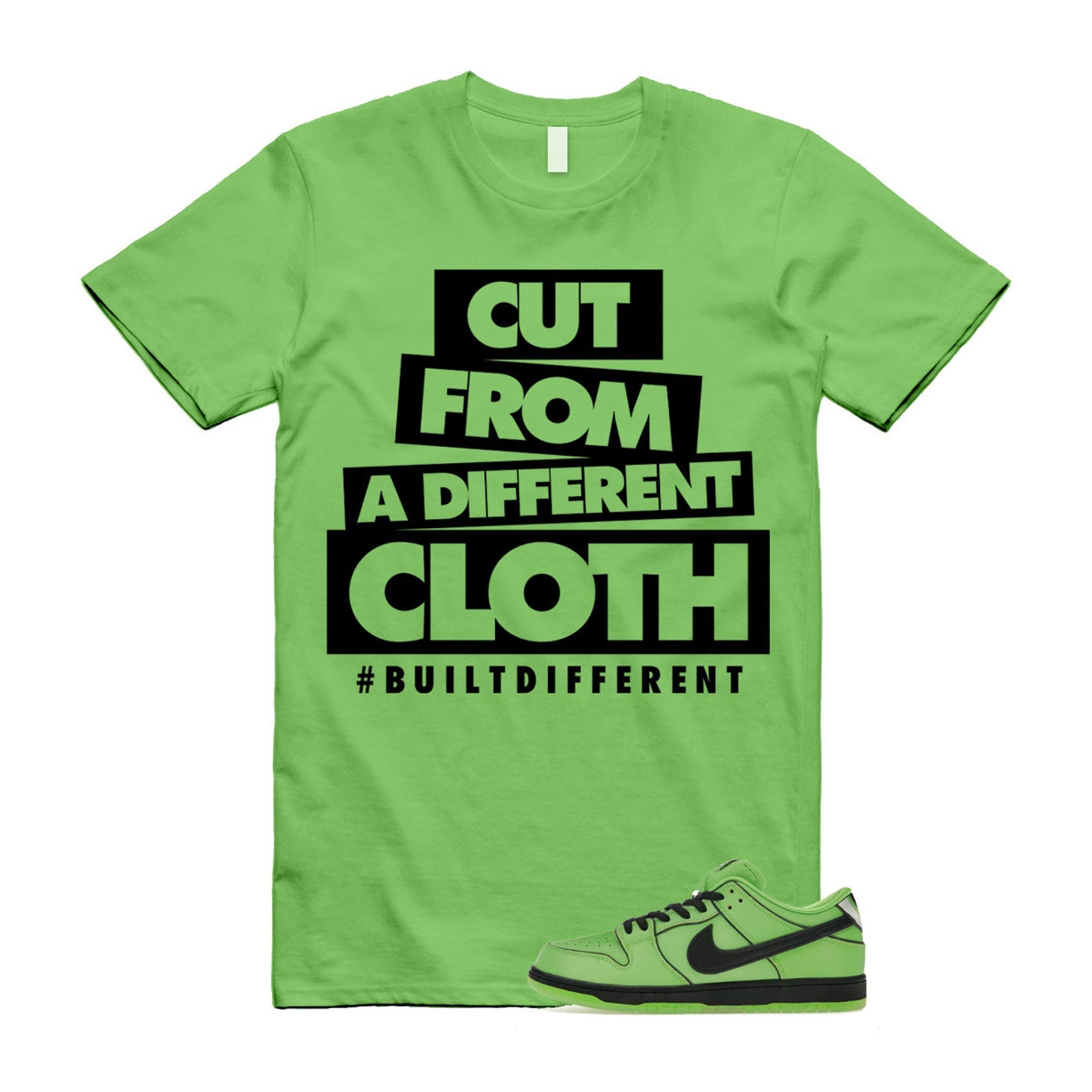 Dunk Buttercup The Power Girls Mean Green Lotus Pink Black T Shirt Match CLOTH ,FZ8832-300 T-Shirt, Sneaker Match Tee