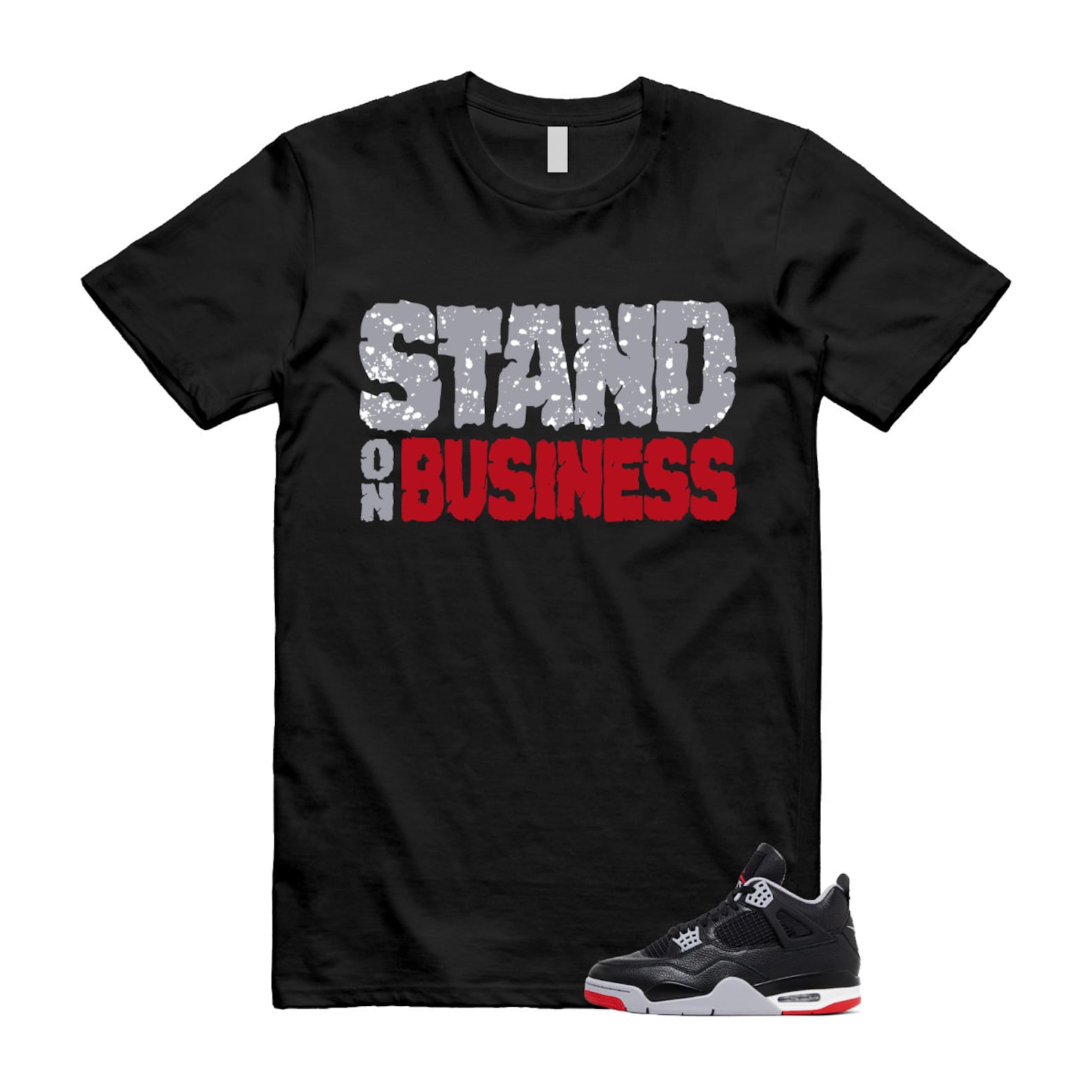 4 Bred Reimagined Black Cement Grey Varsity Red Summit White Retro T Shirt Match Stand On Business ,FV5029-006 T-Shirt, Sneaker Match Tee