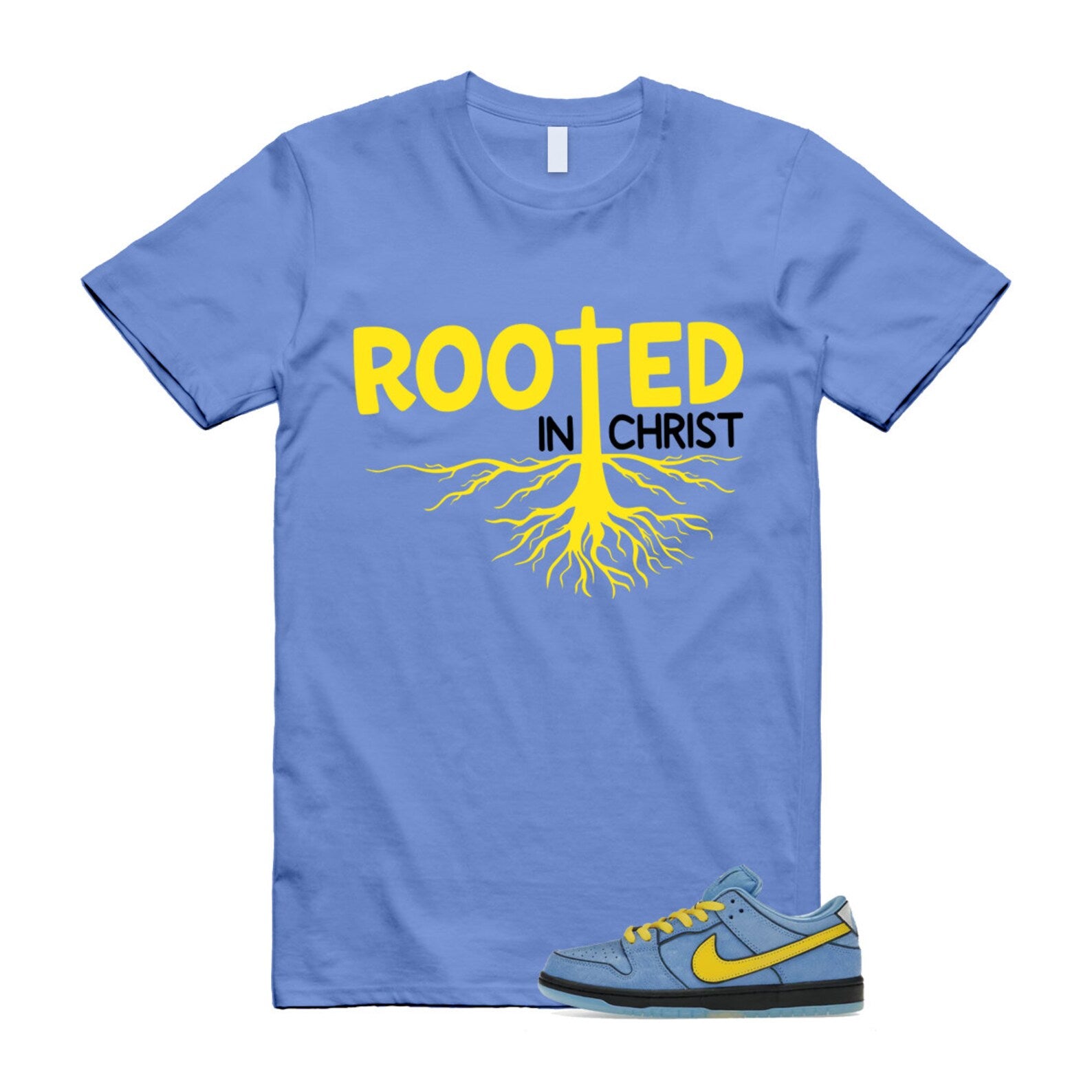 Dunk Bubbles The Power Girls Blue Chill Deep Royal Active Pink Yellow Black T Shirt Match ROOTED ,FZ8833-400 T-Shirt, Sneaker Match Tee